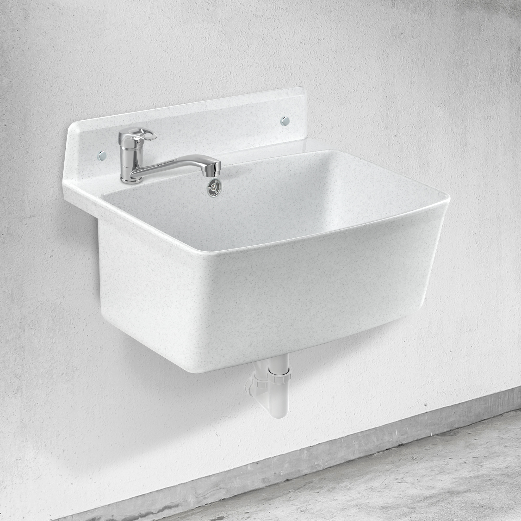 Zlew gospodarzy Gospo XXL, biały z baterią stojącą