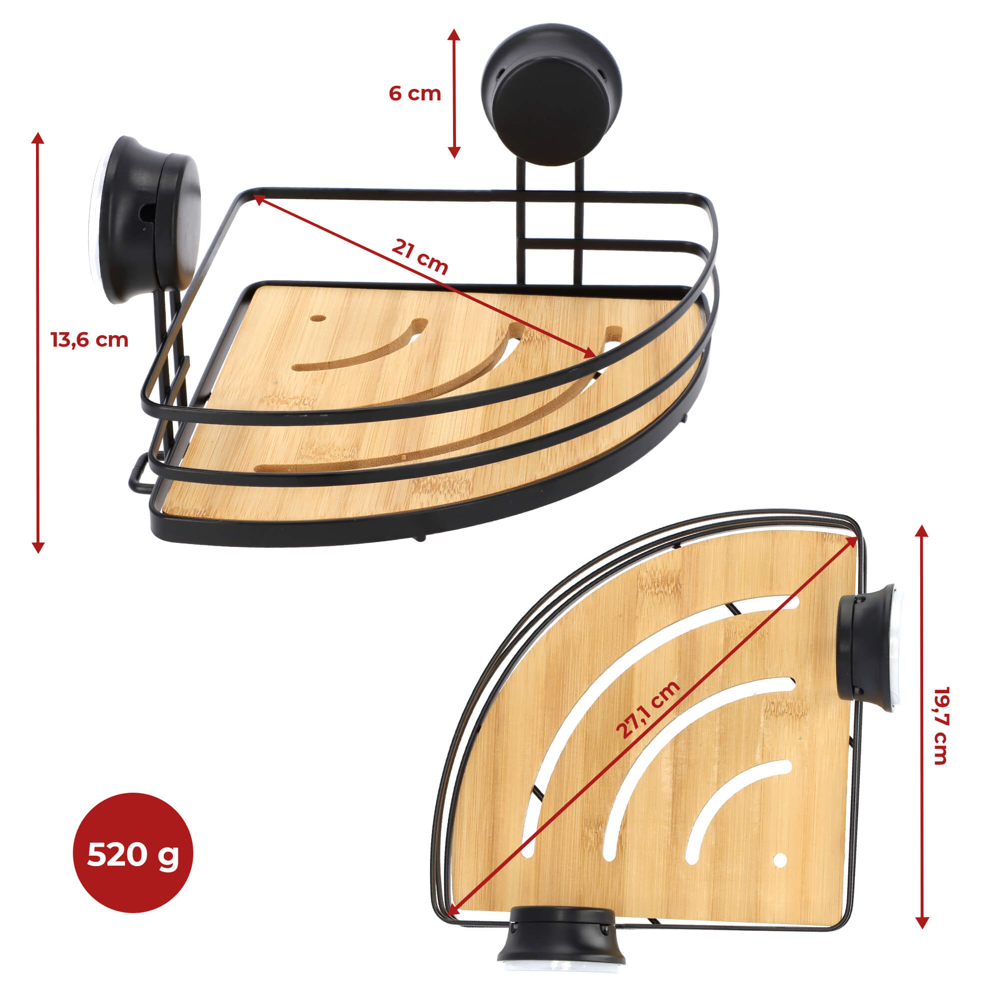 Półka narożna łazienkowa Cima 21 x 19 cm, czarna