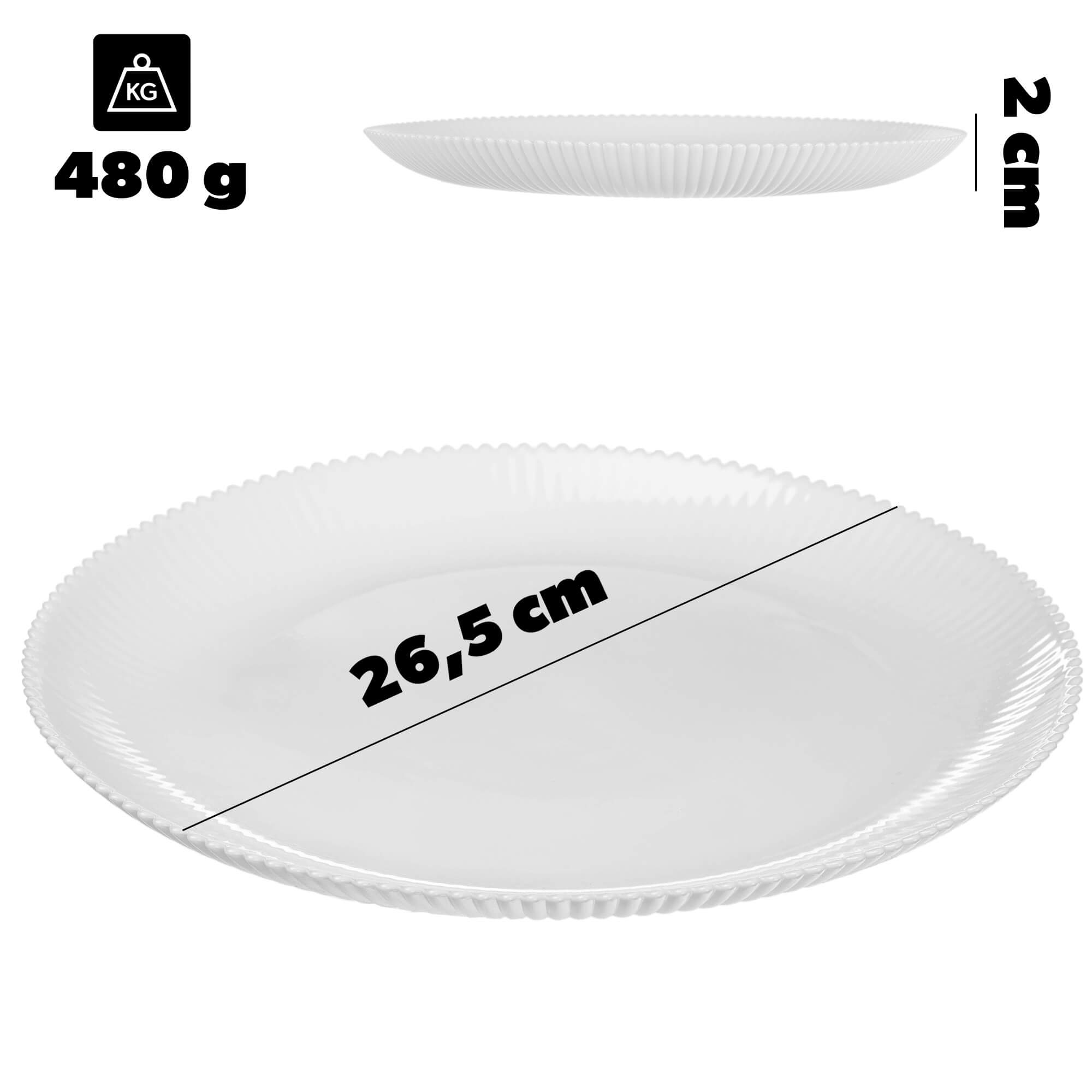 Talerz płytki Regno 26.5 cm biały 3 szt.