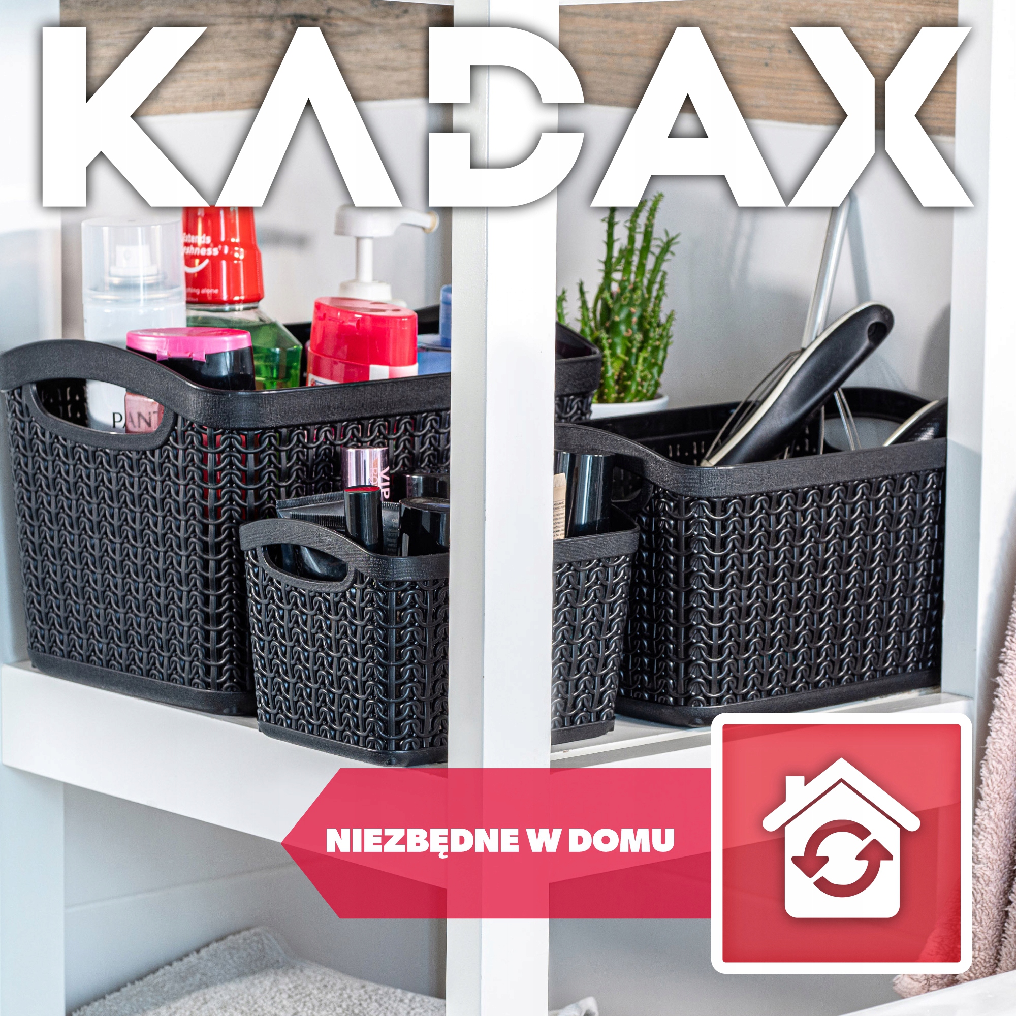 Koszyk plastikowy prostokątny Fonti 1.5L, czarny