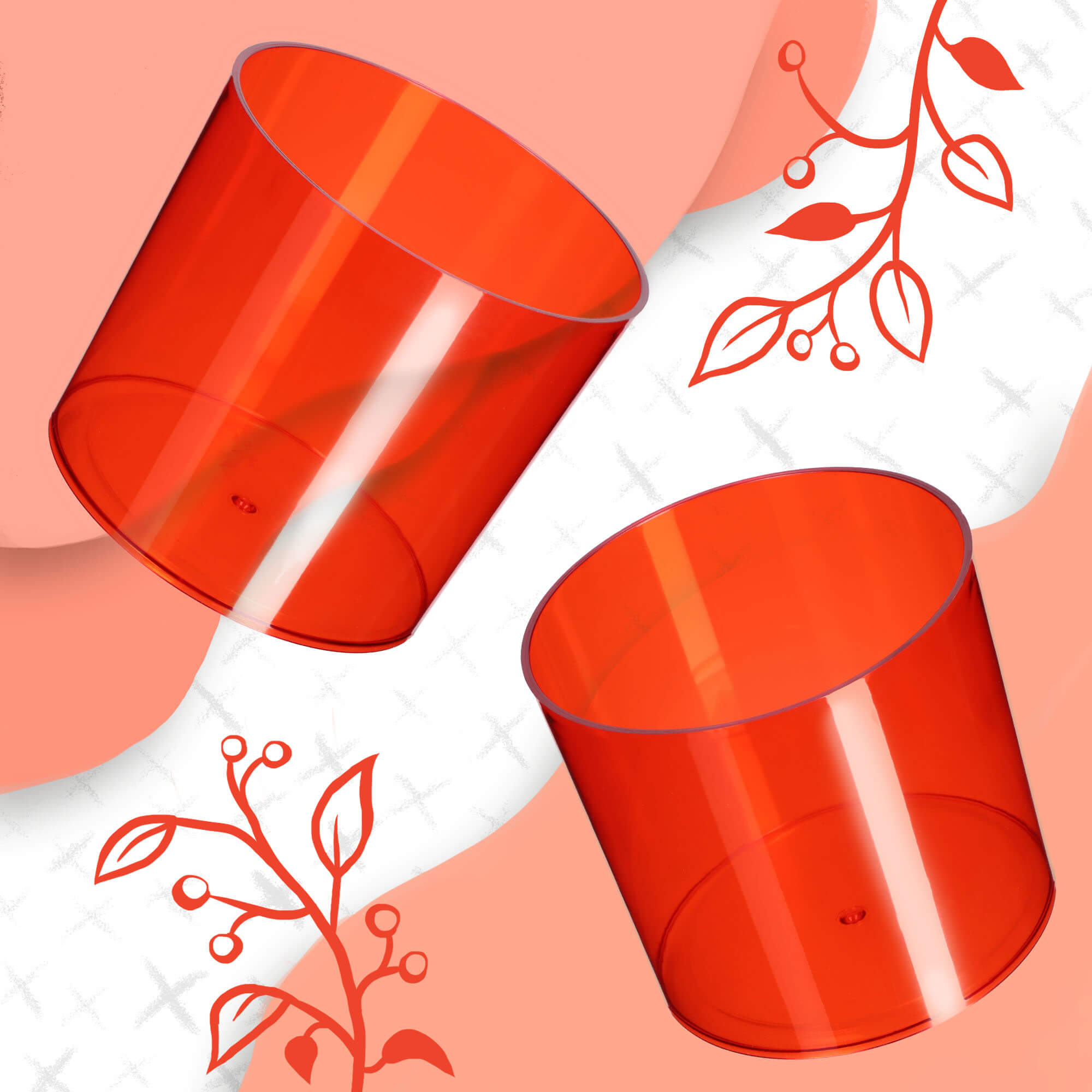 Doniczka na kwiaty okrągła Figari 14 cm, czerwona