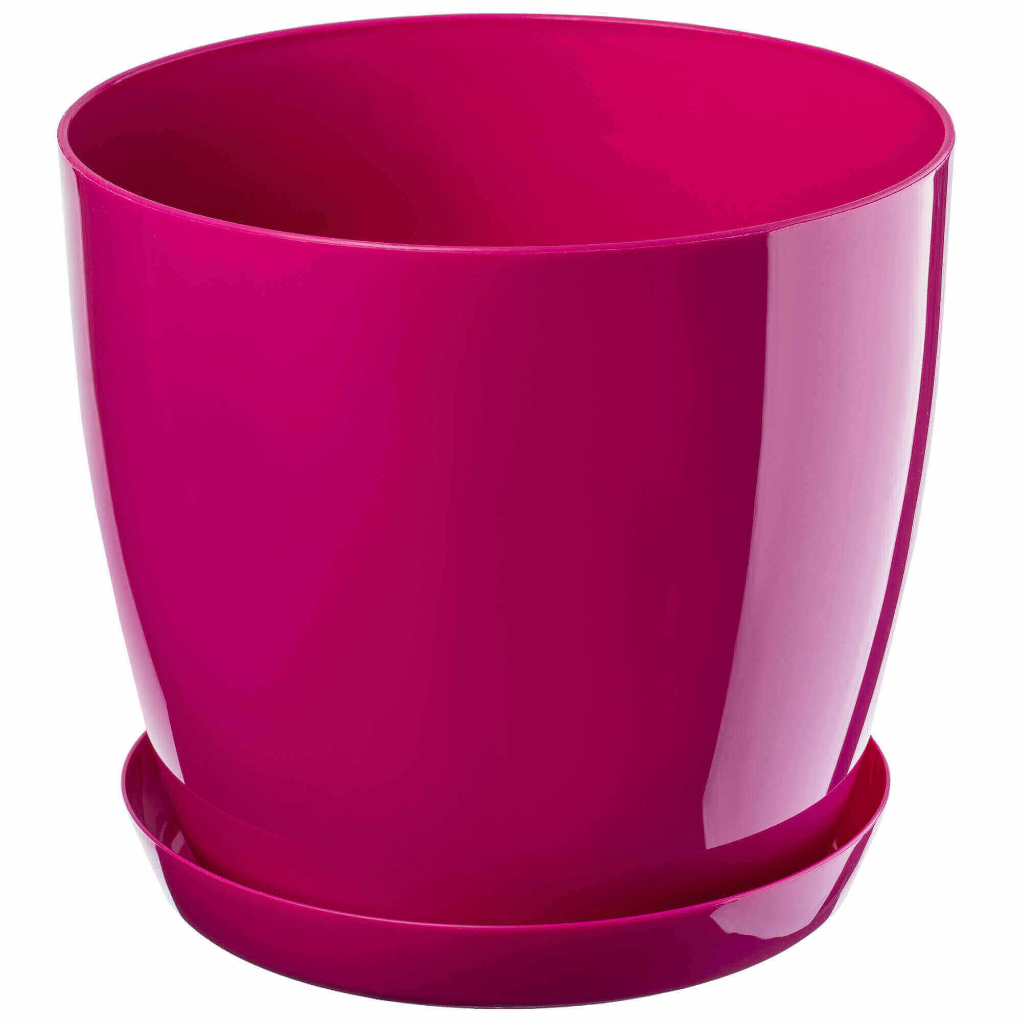 Doniczka na kwiaty z podstawką 14 cm, fuksja