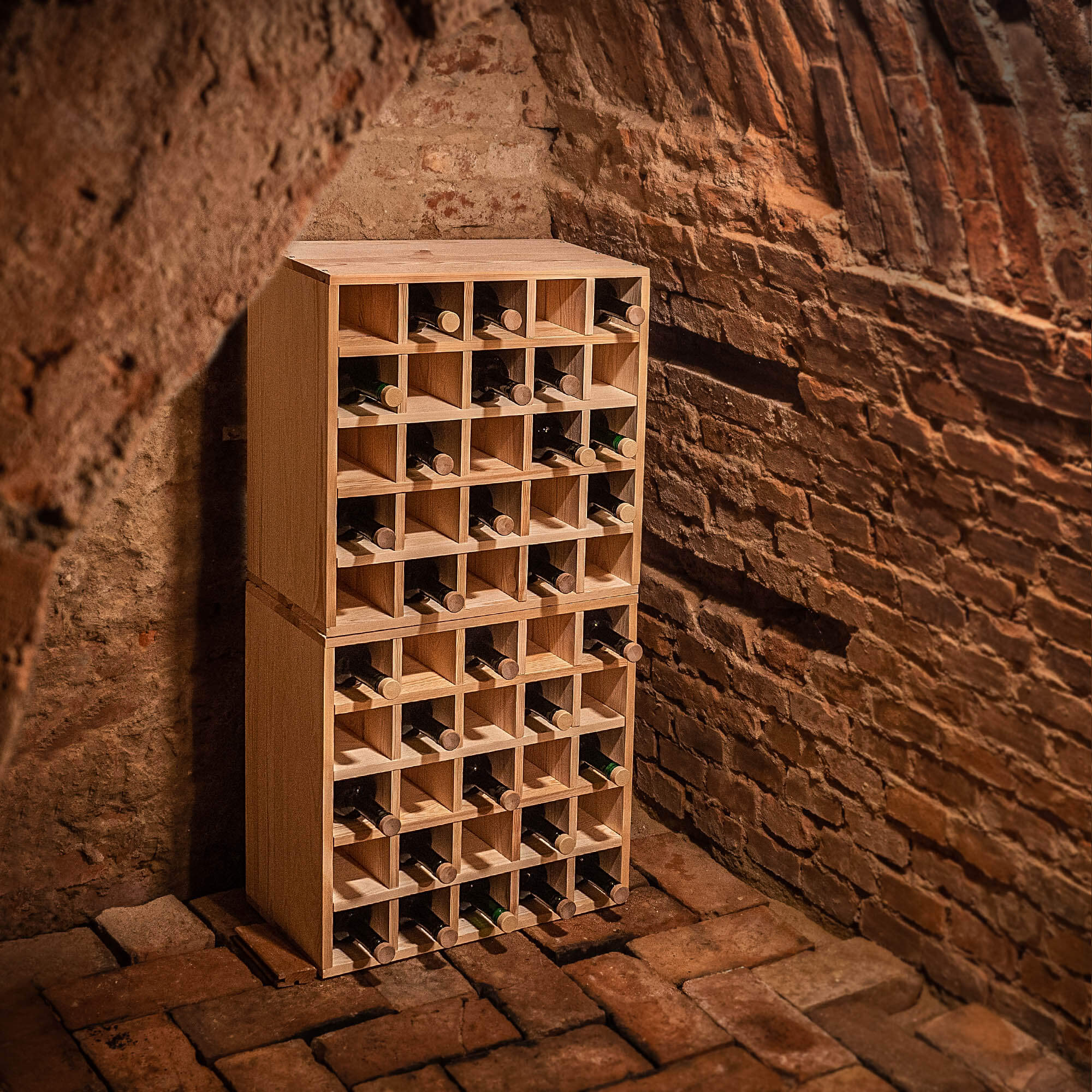 Regał na wino Loreo szachownica drewniany jasny brąz 2szt