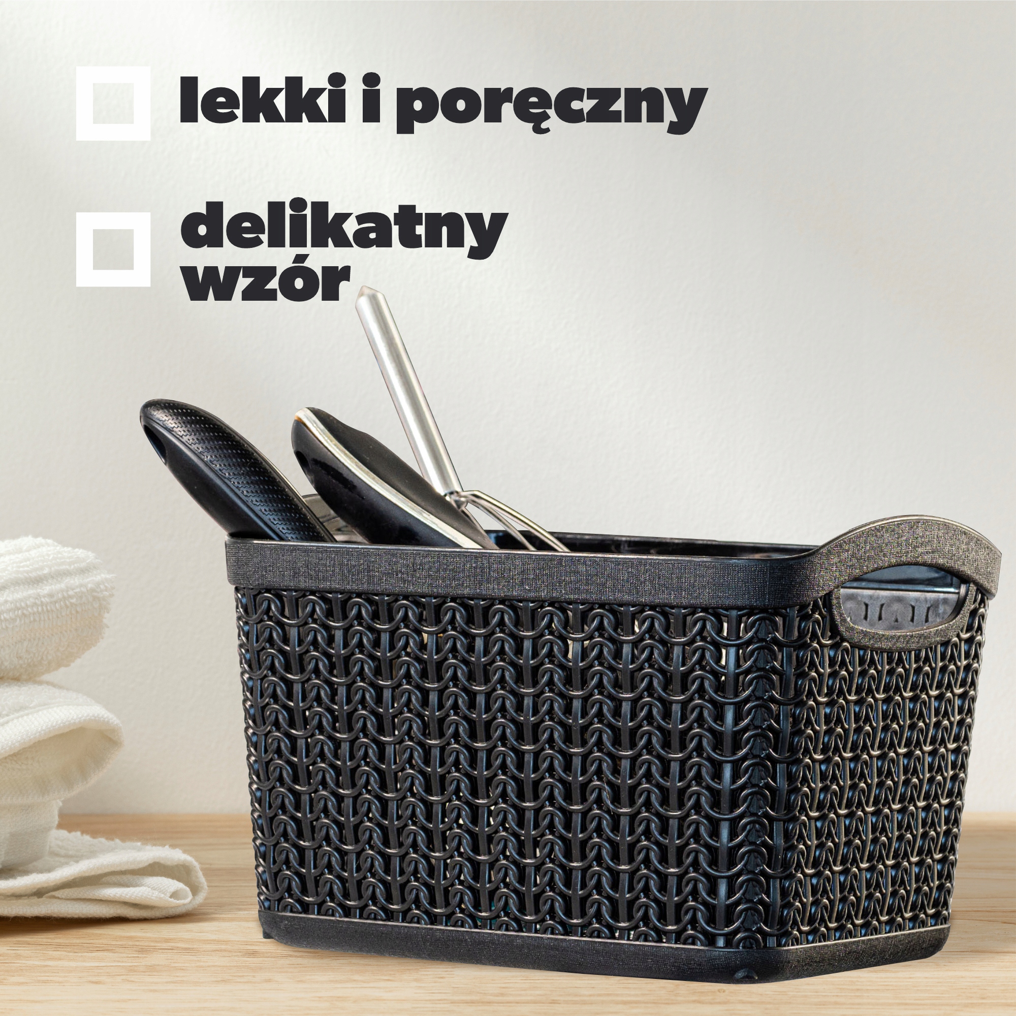Koszyk plastikowy prostokątny Fonti 3.3L, czarny