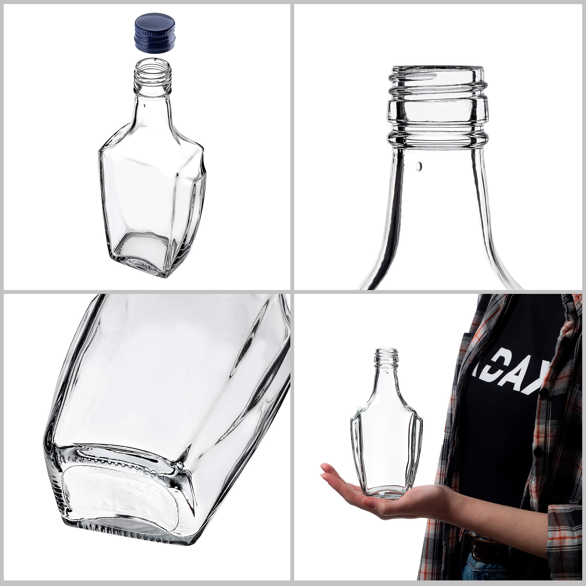 Szklana butelka na nalewkę Faenza 250ml z granatową zakrętką 1 szt.