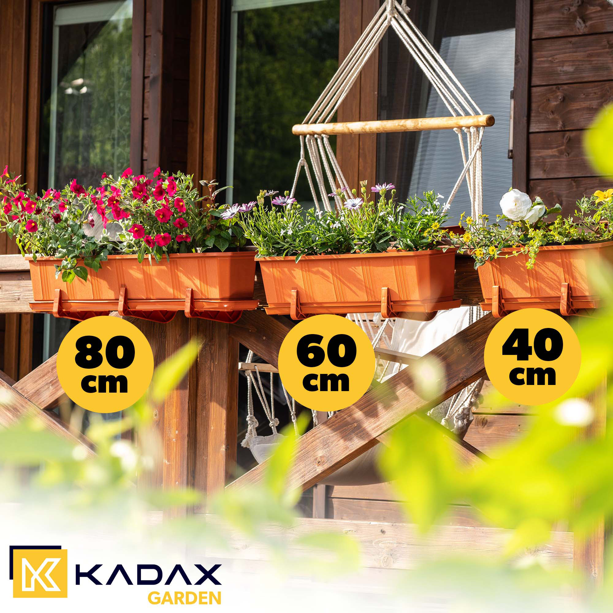 Doniczka balkonowa z uchwytami terakota Oste 40 cm, 4 szt.