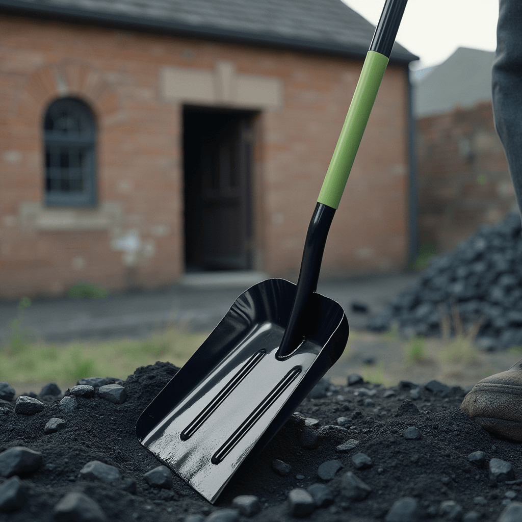 Stalowa łopata do węgla Roust 128 x 25 cm czarno-zielona