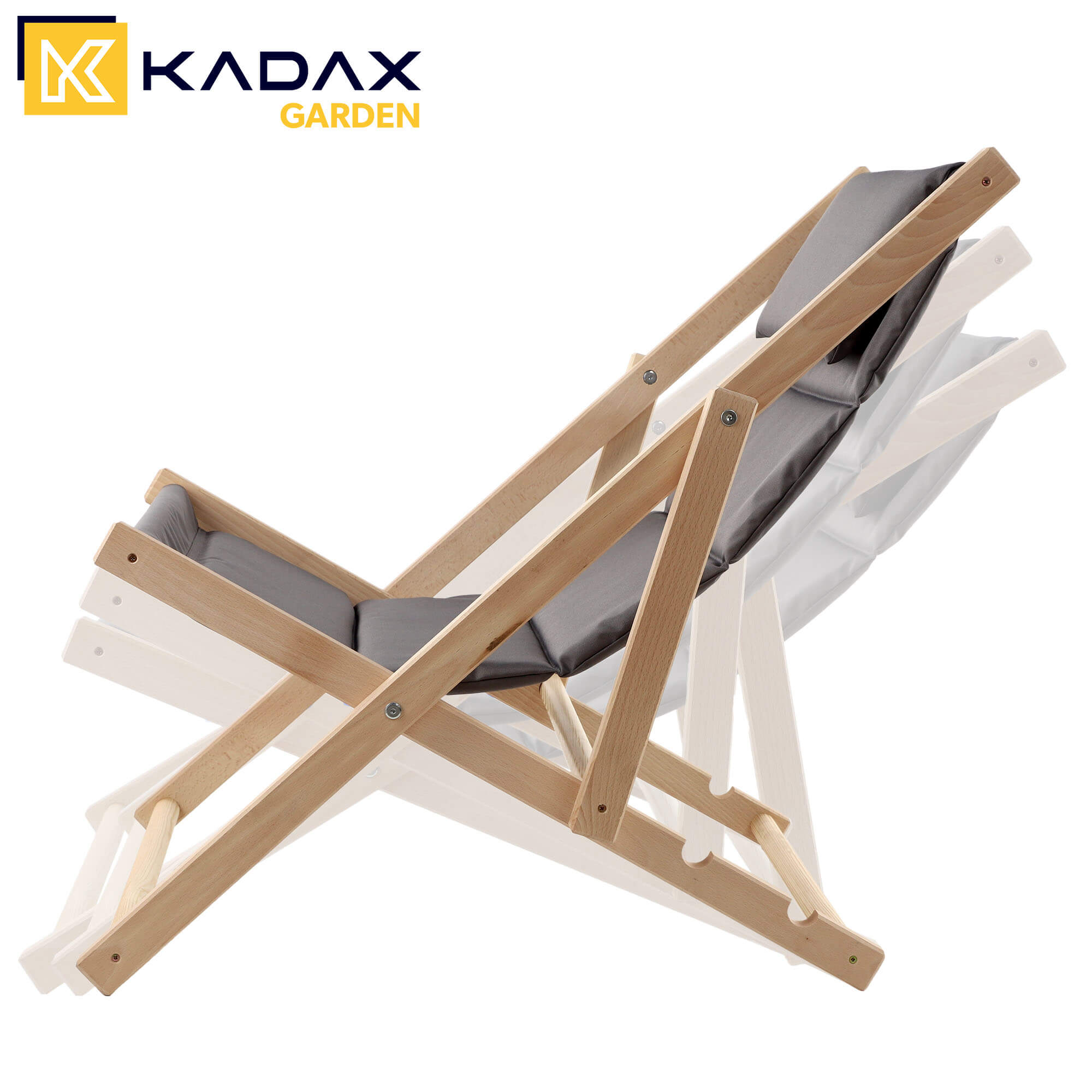 Leżak plażowy z poduszką Troia, szary