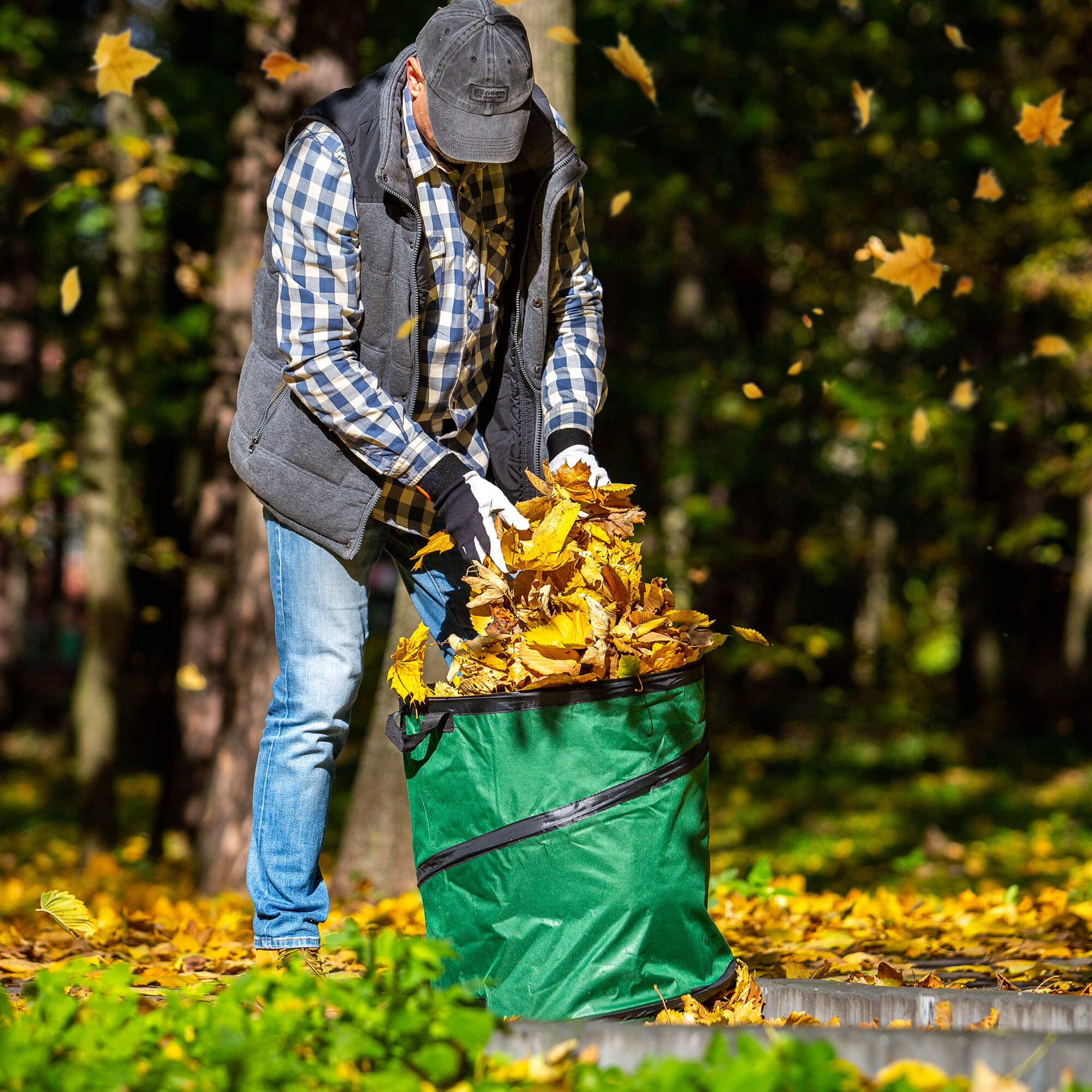 Składany kosz ogrodowy Vermenton 90L zielony