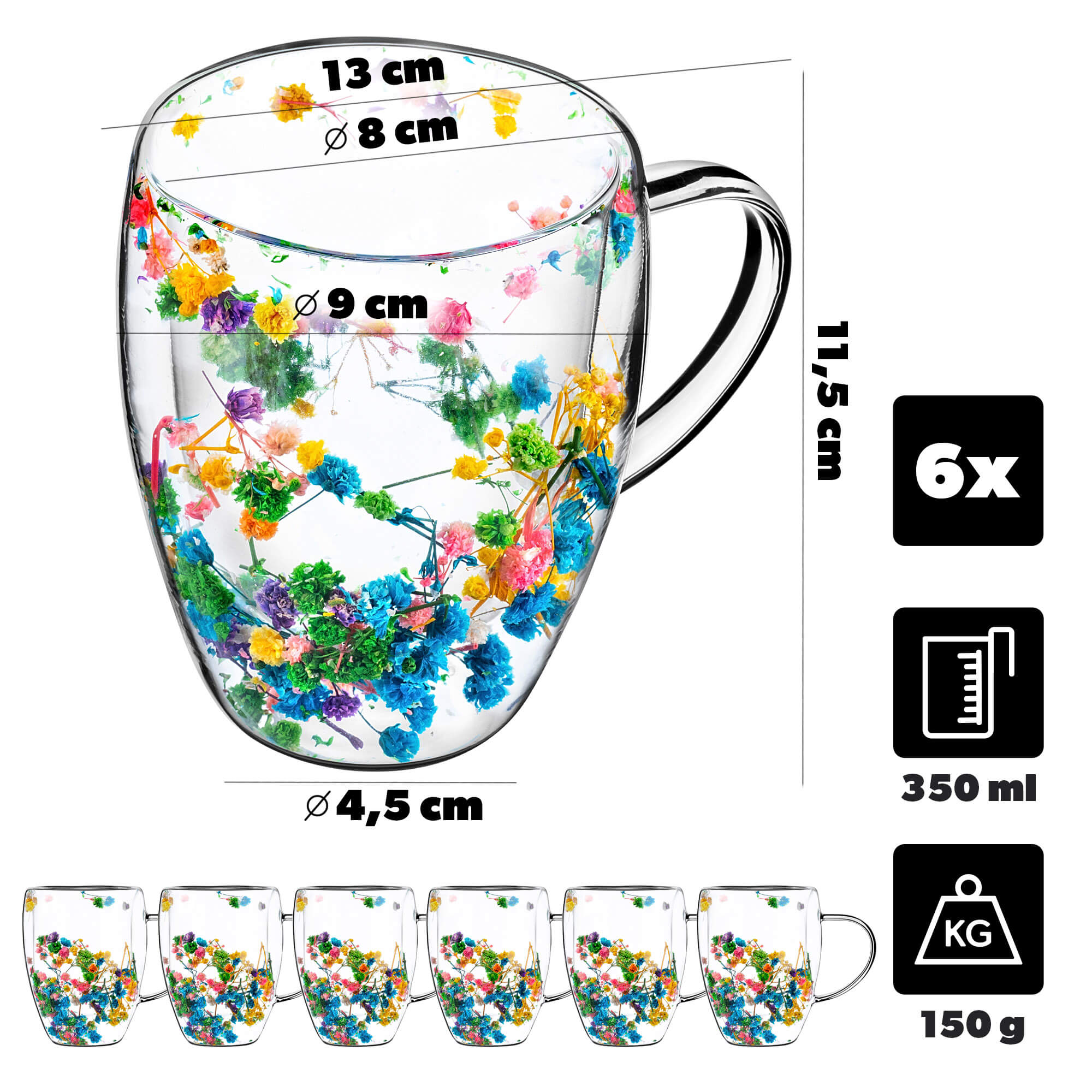 Kubek termiczny z kwiatowym motywem Riga 350ml wielokolorowy 6 szt.