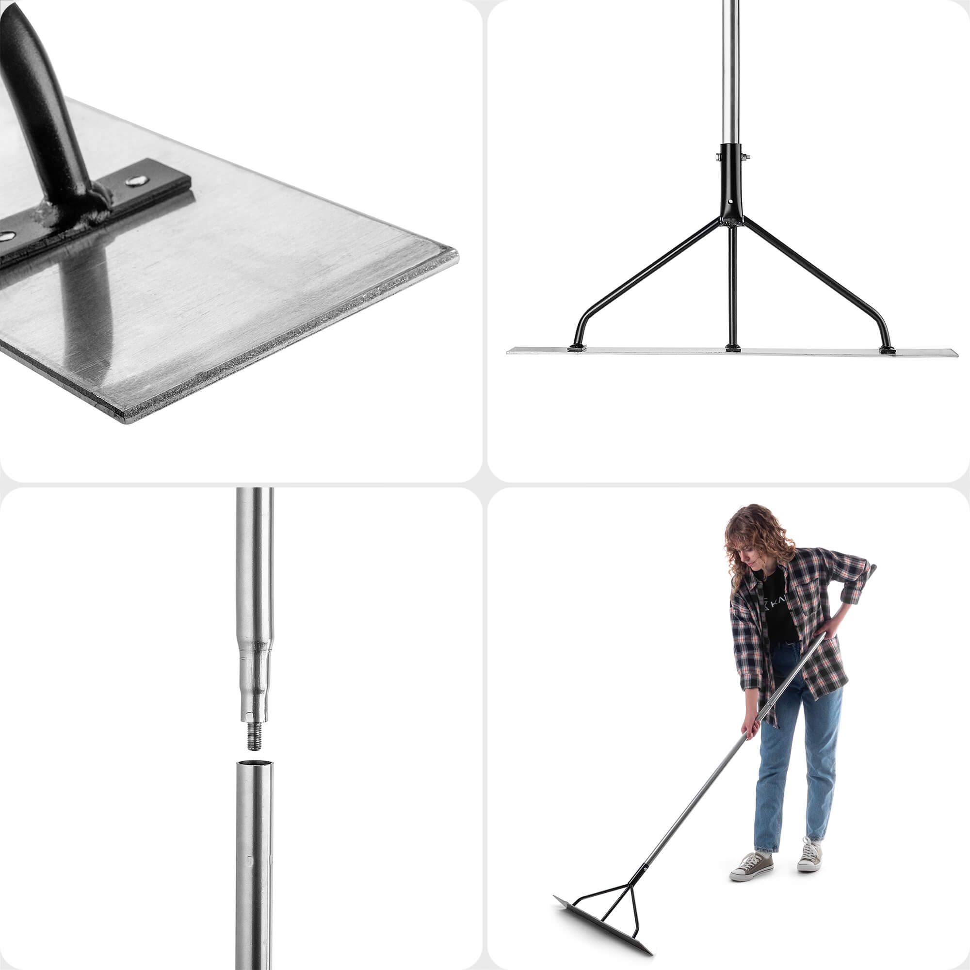 Listwa zgarniająca do betonu Berga aluminiowa z trzonkiem metalowym