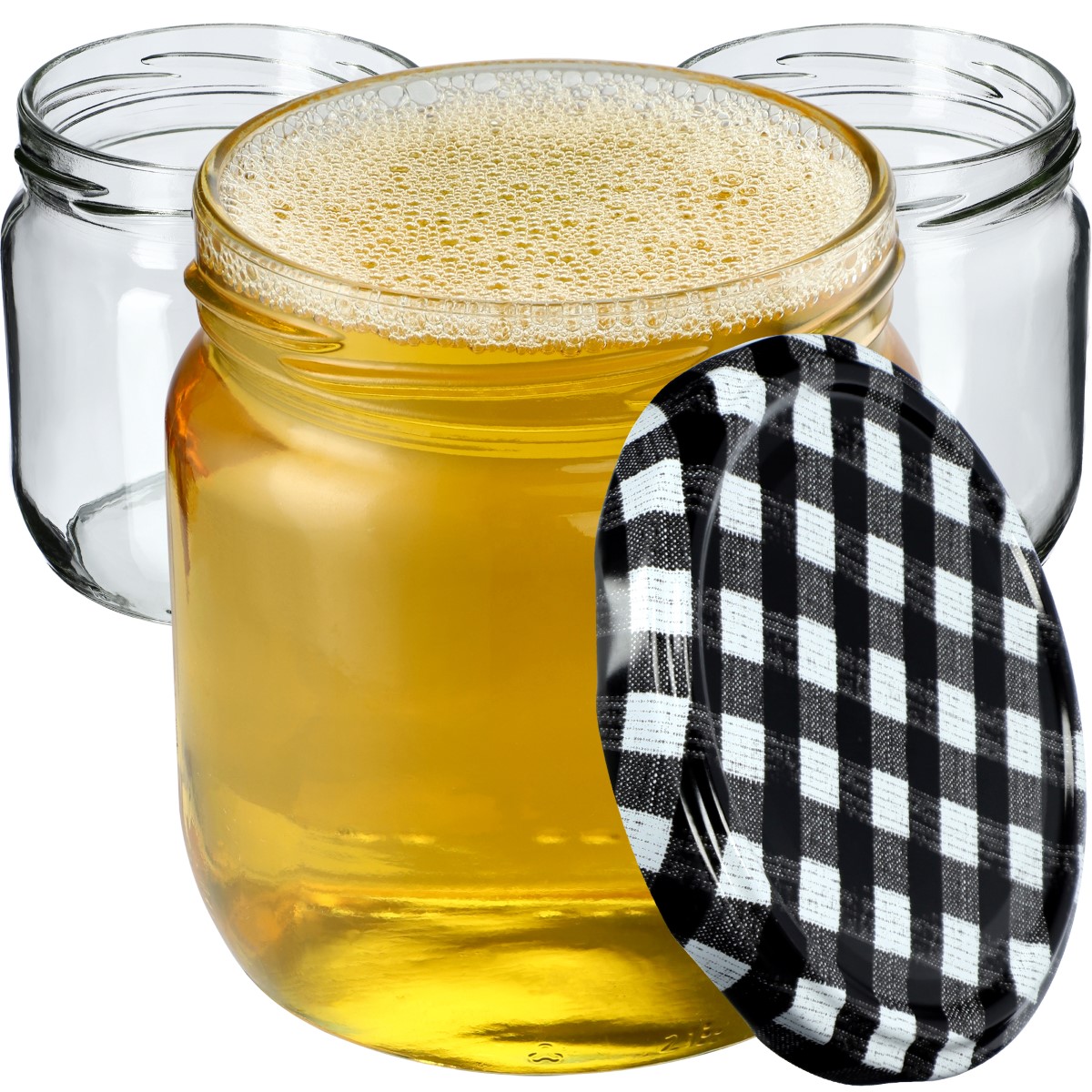Słoiki na przetwory Salla 425ml 48szt 82mm + wieczka "Czarna Krata"
