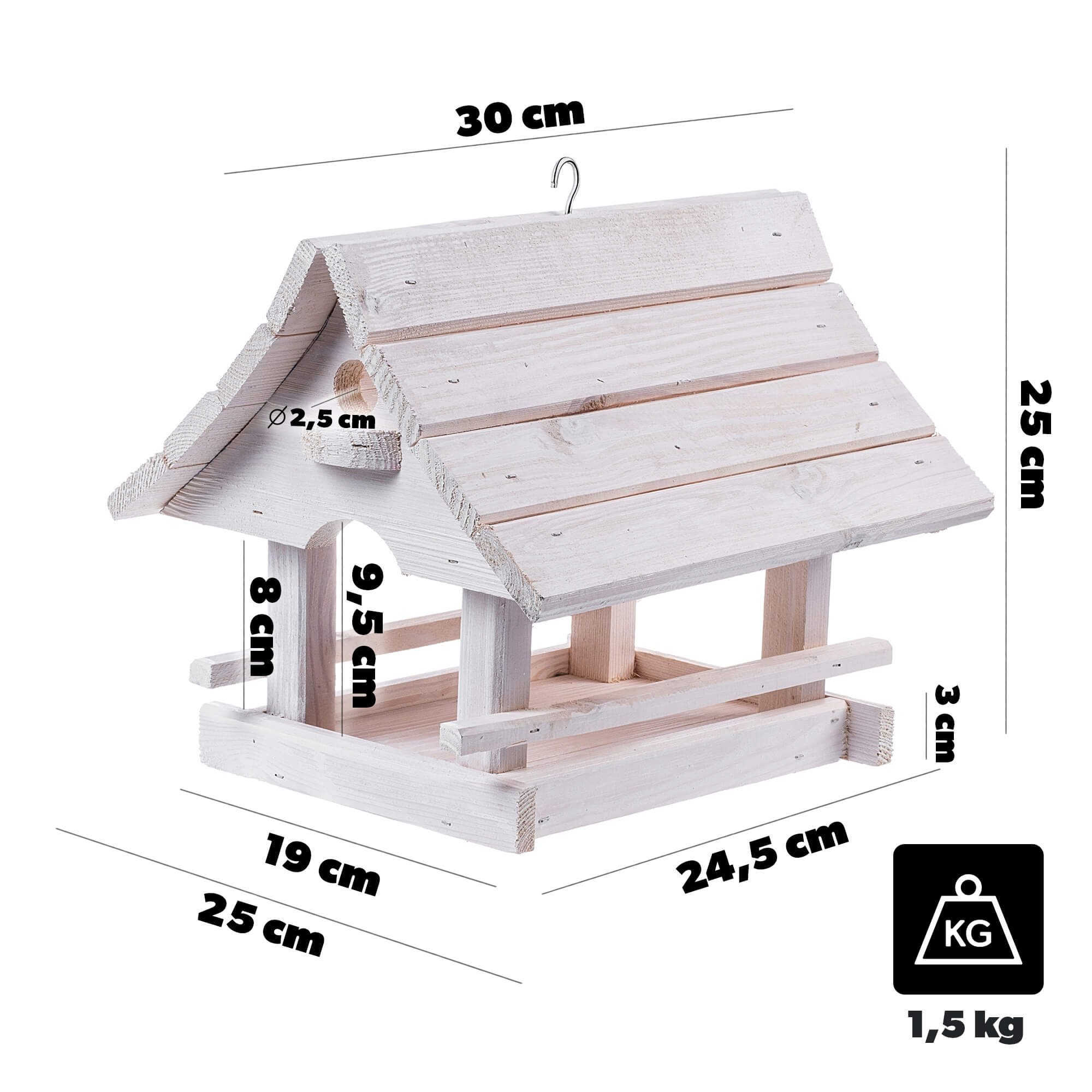 Karmnik dla ptaków Arbis domek 30 x 25 cm biały