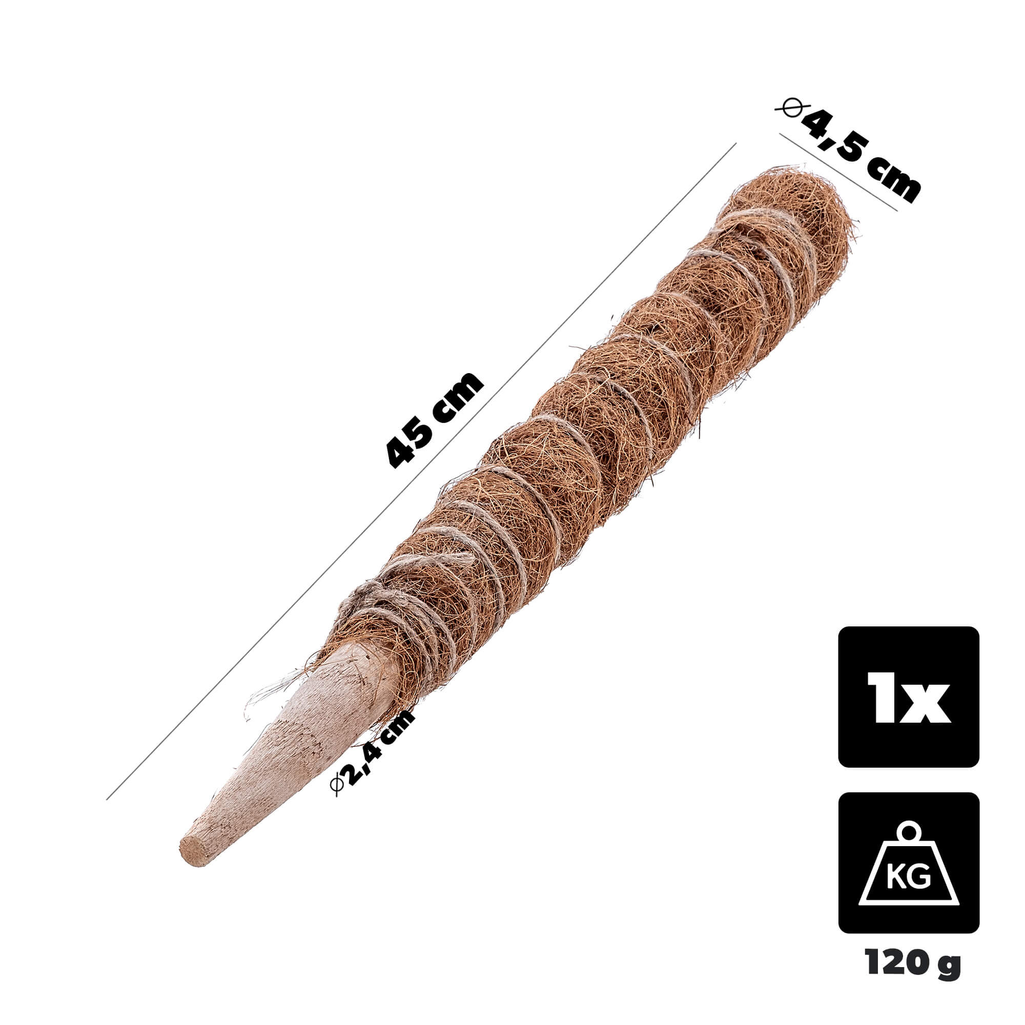 Tyczka do roślin kokosowa Cande 45 cm podpora doniczkowa 1 szt.