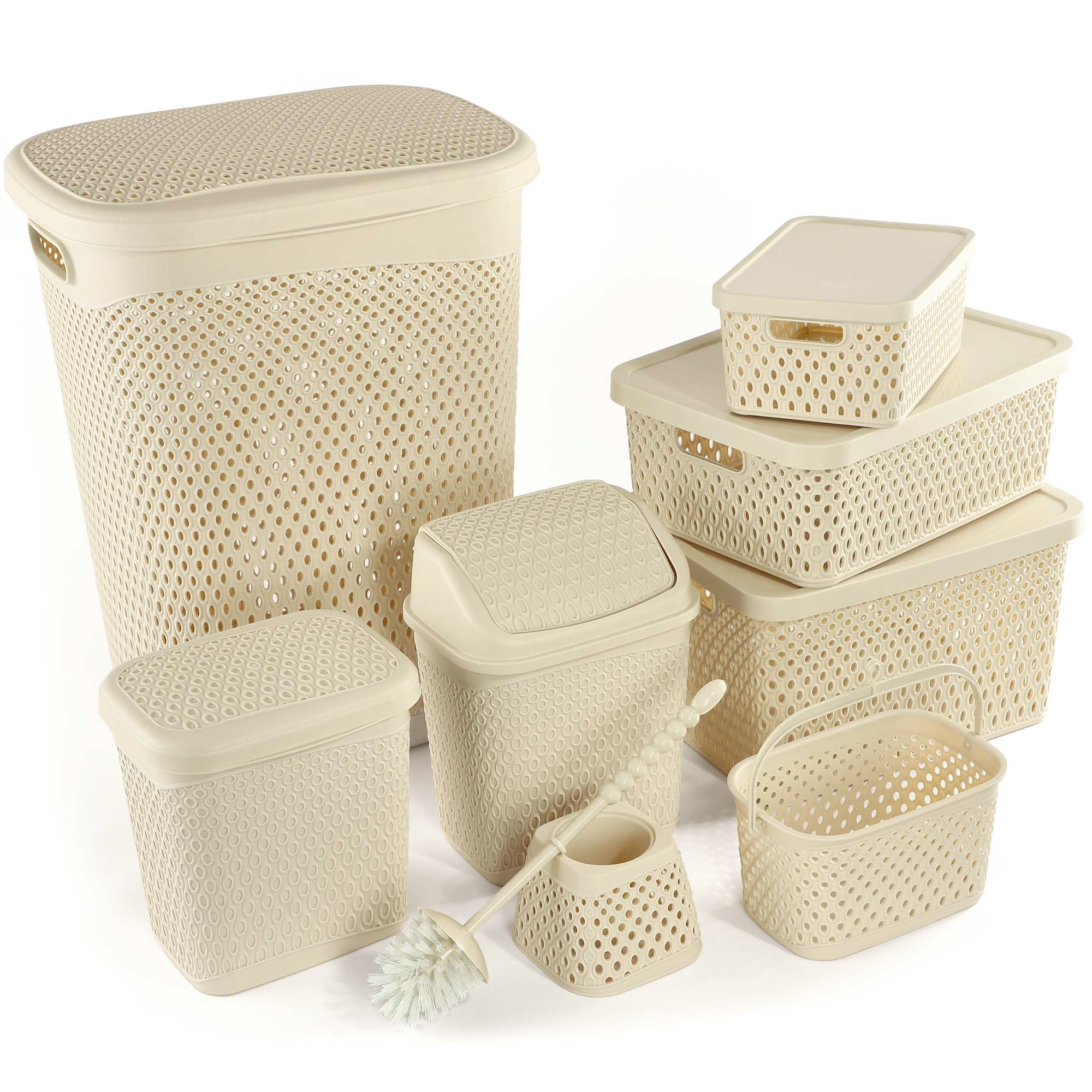 Kosz na bieliznę pranie Briec 55L beżowy