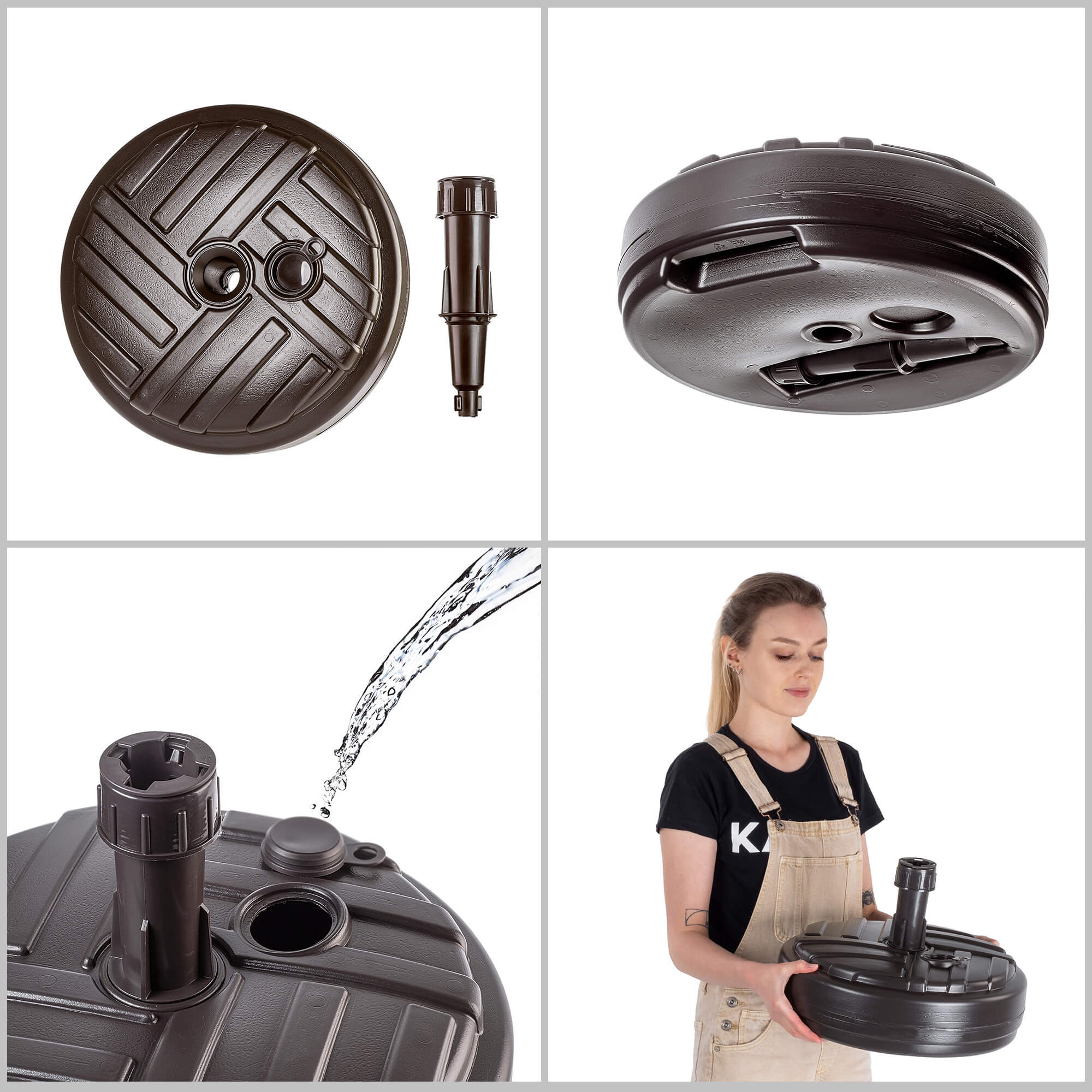 Podstawa pod parasol ogrodowy Solero w paski okrągła brąz