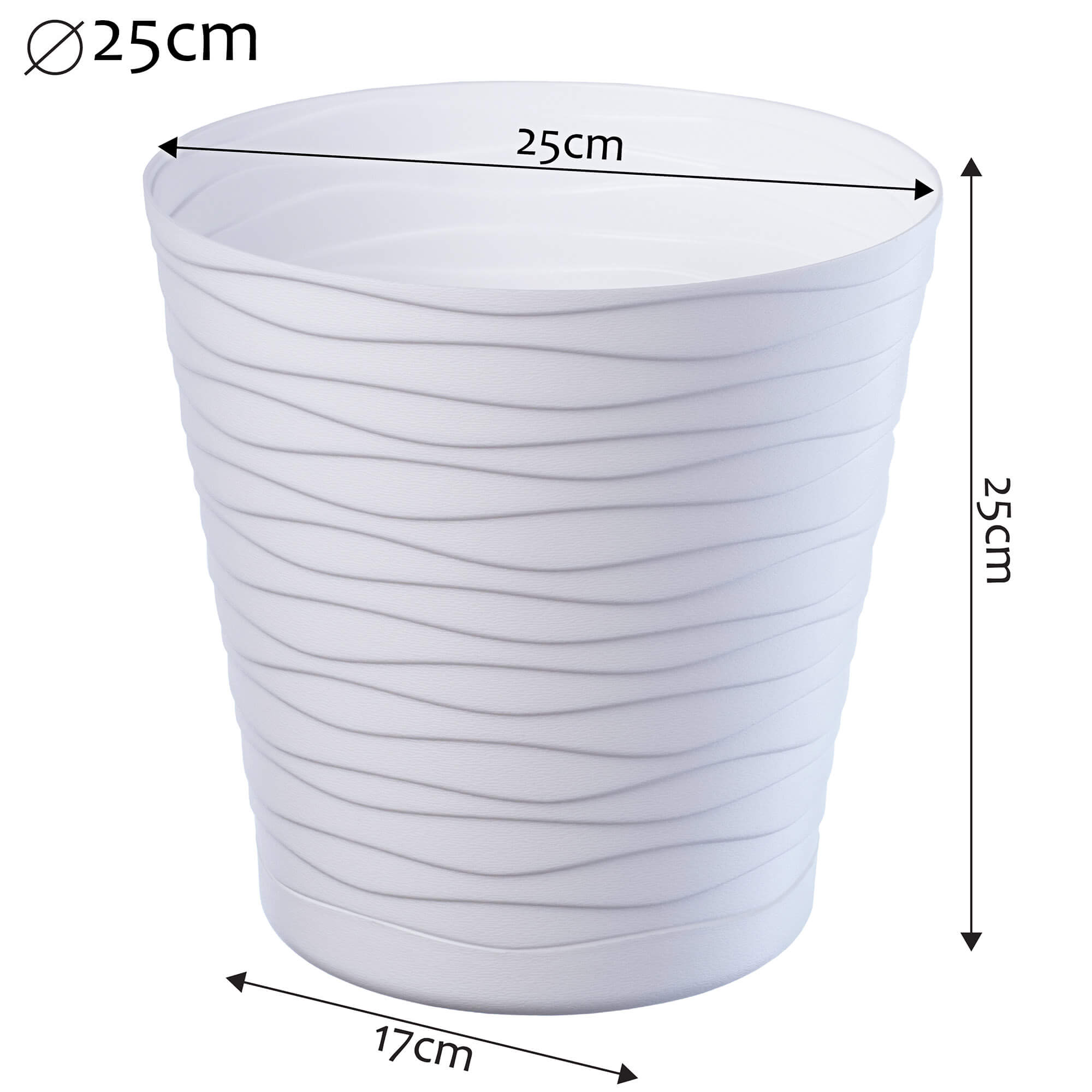Doniczka z podstawką Greve 25 cm, biała