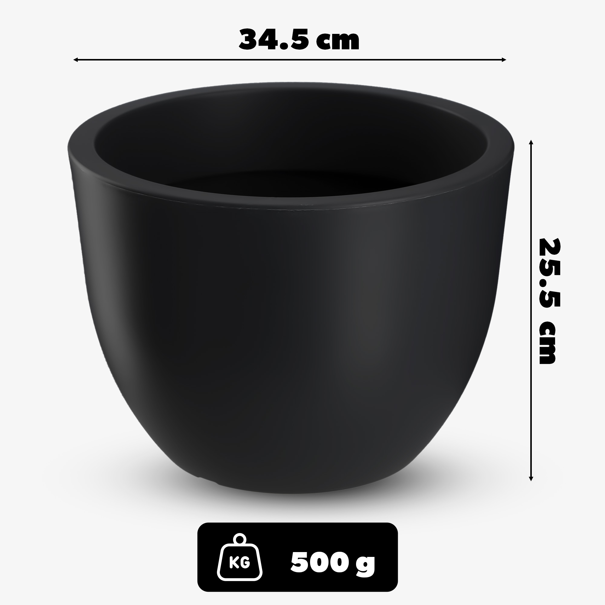 Doniczka okrągła Rafat 35 cm, antracyt