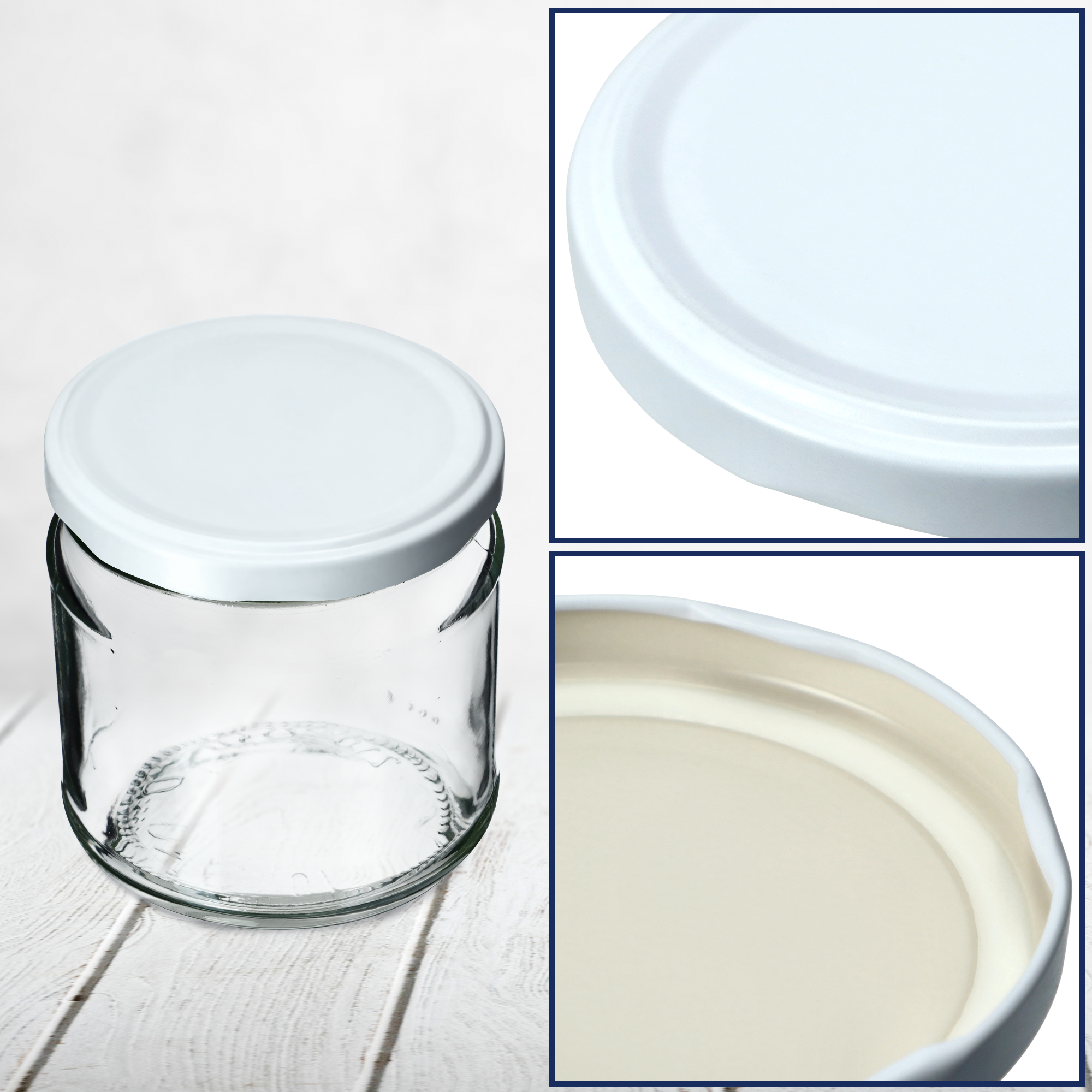 Metalowe wieczka do słoików Asen 100szt fi 63mm białe