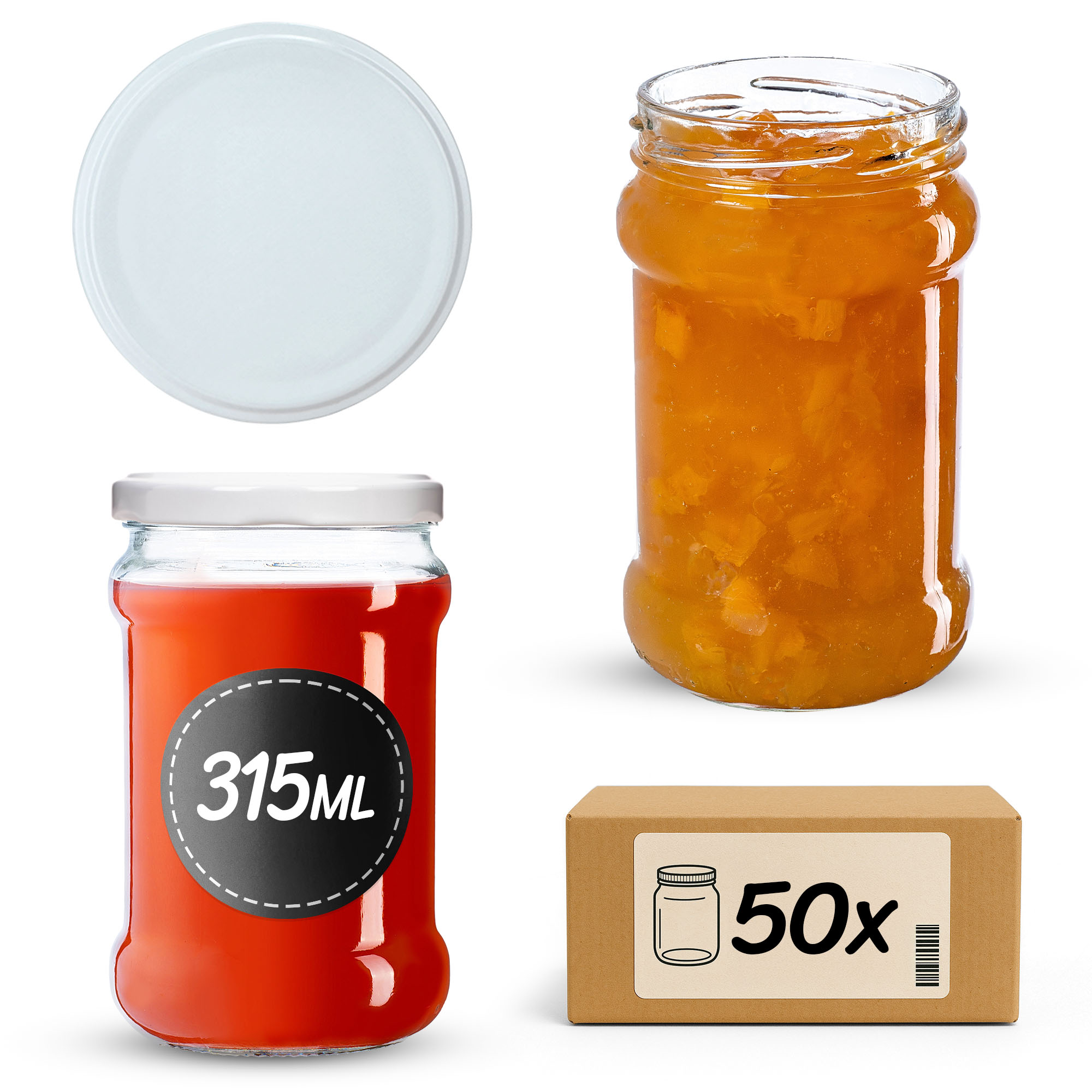 Słoiki na przetwory Seno 315ml 50szt 66mm + wieczka białe