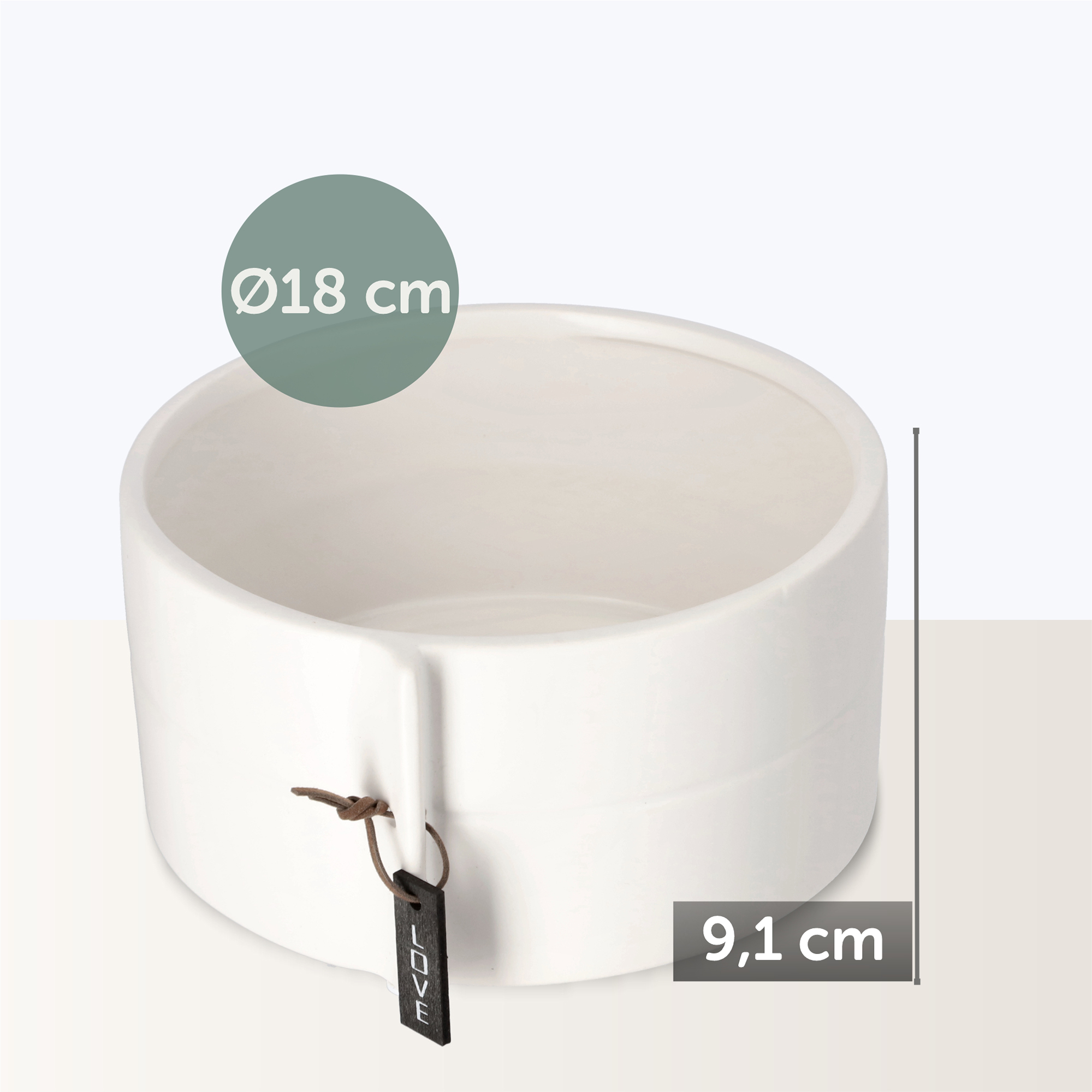 Osłonka Lemps na kwiaty ceramiczna 18 x 9 cm, biała
