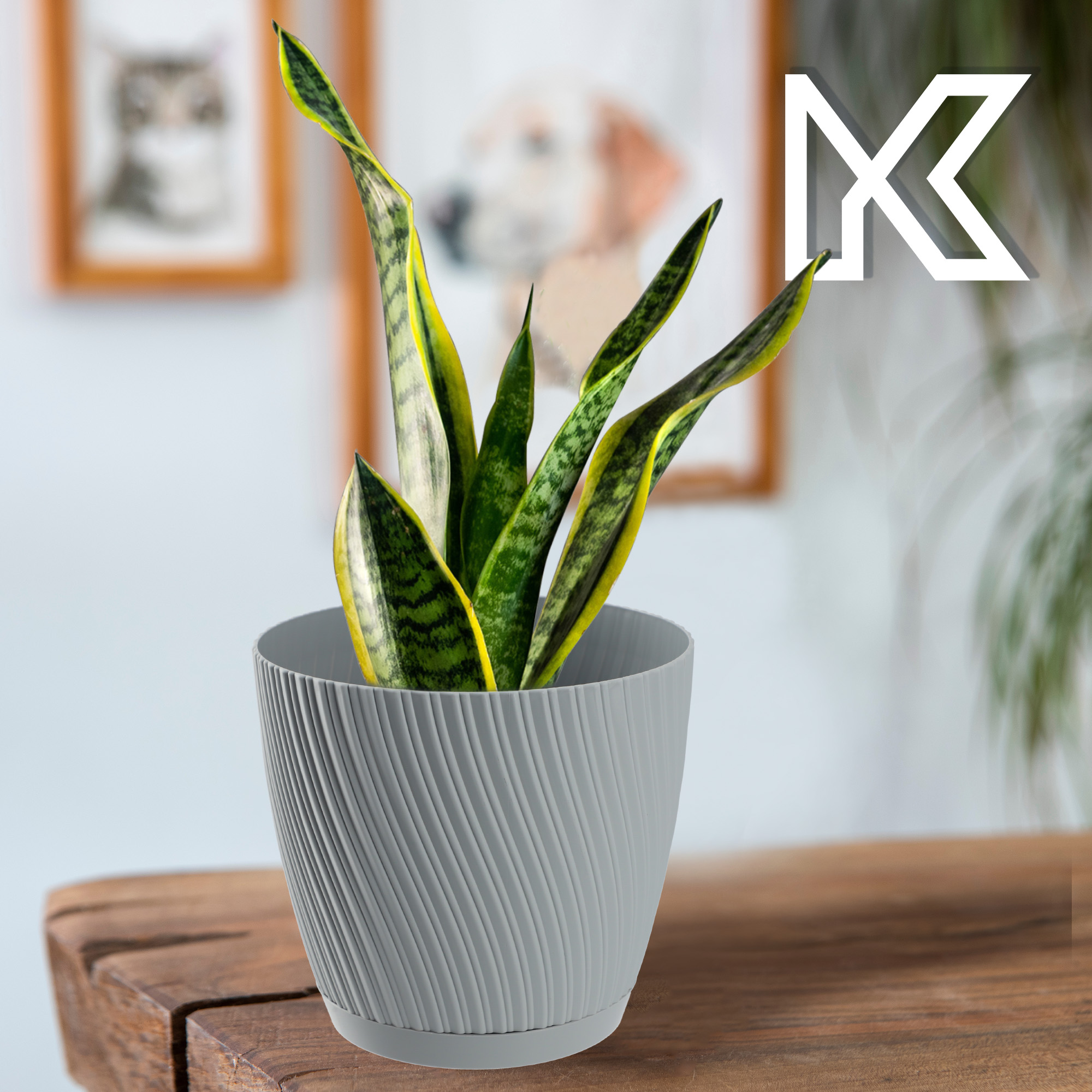 Doniczka z podstawką Tubas 15 cm, platyna