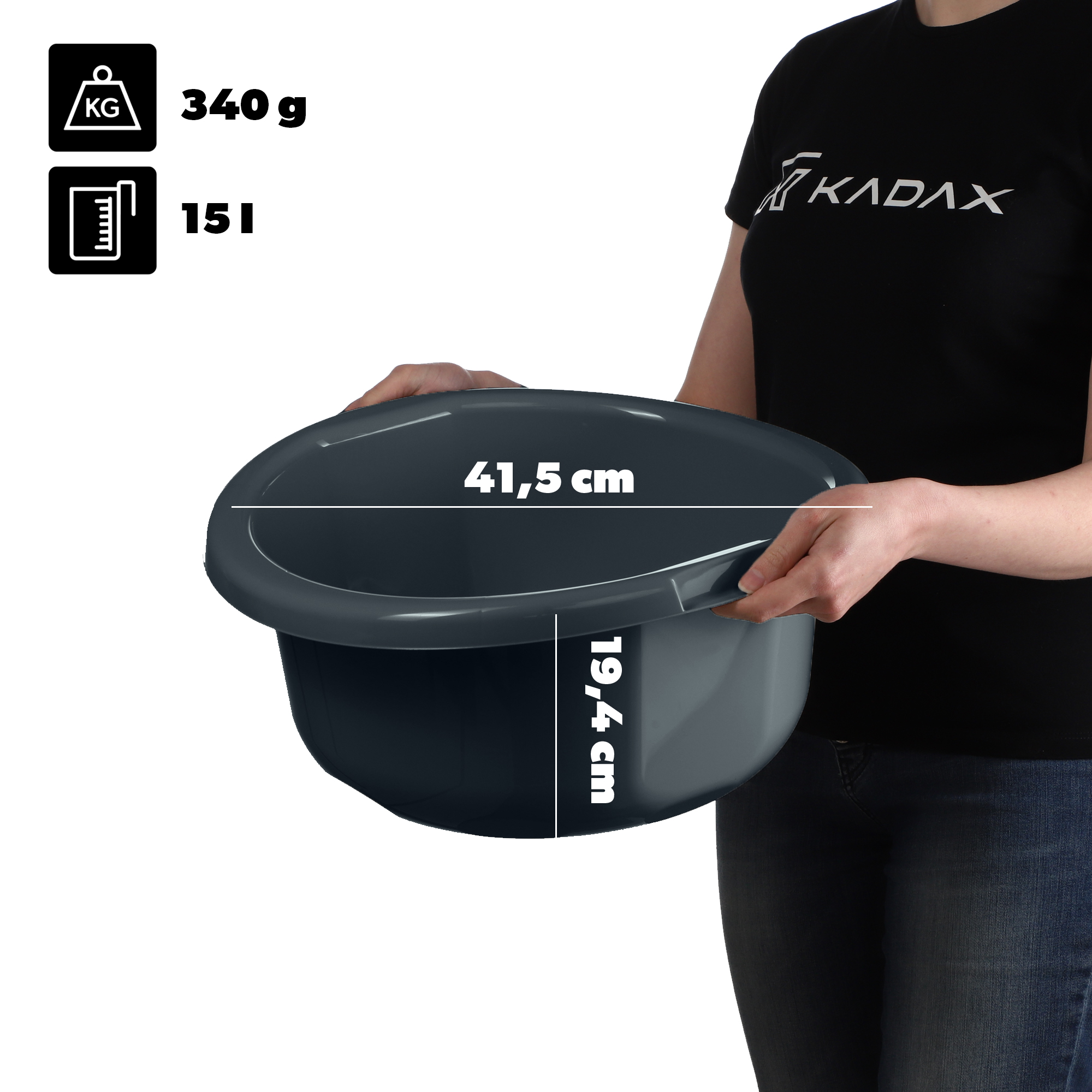 Miska łazienkowa z uszami Lari 15L ciemny szary