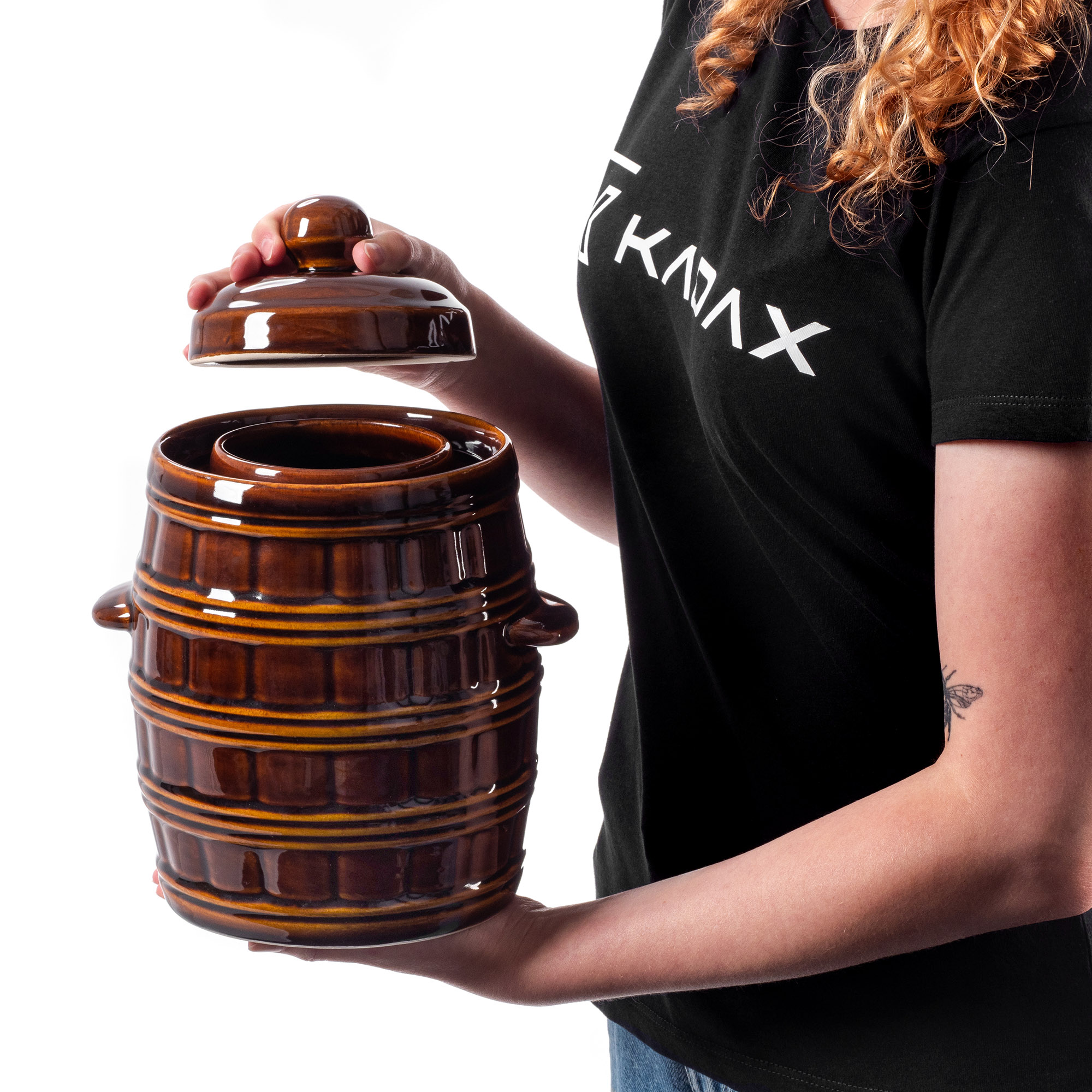 Beczka kamionkowa Helios 3.2L, z kołnierzem i pokrywką