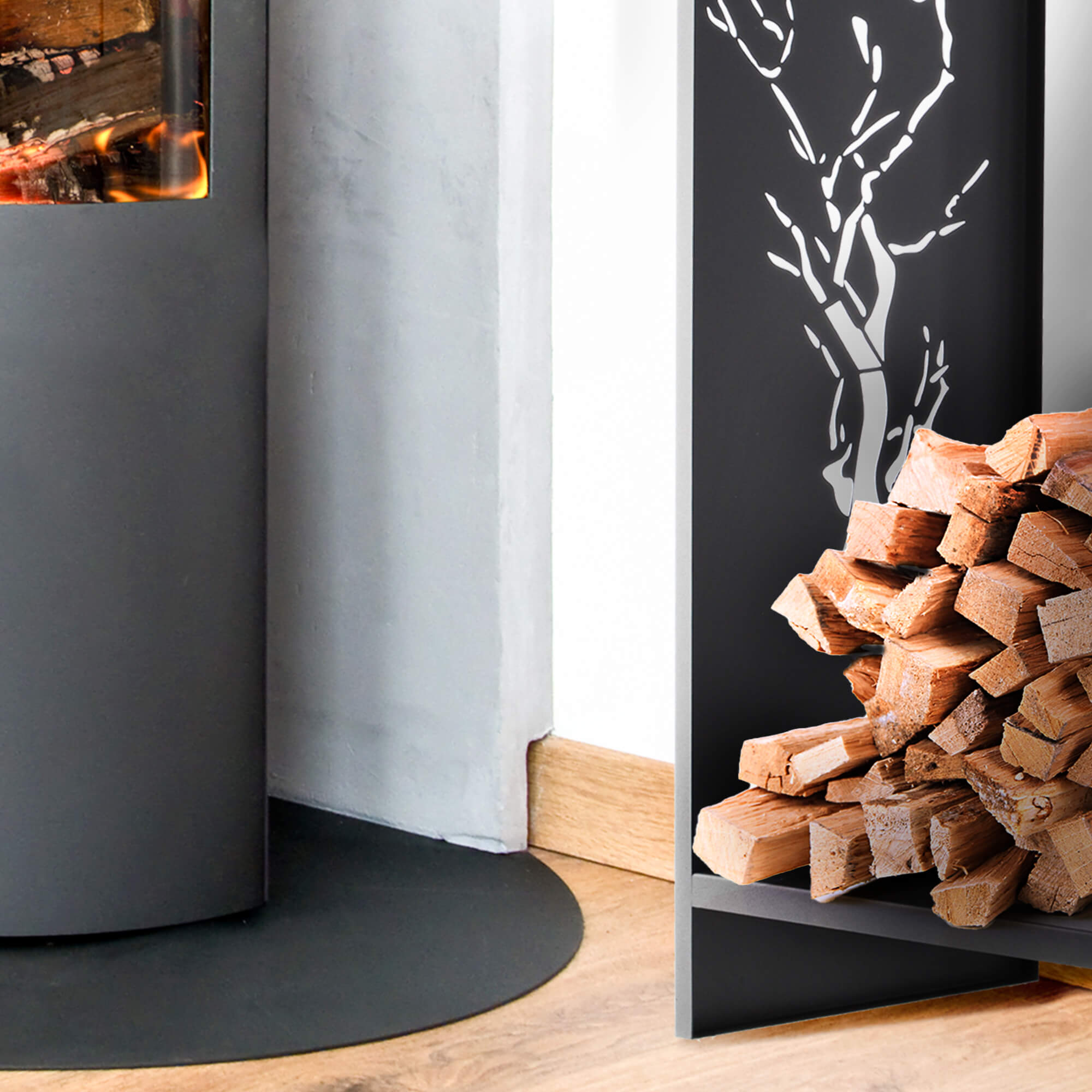 Stojak na drewno kominkowe Trovo czarny mat