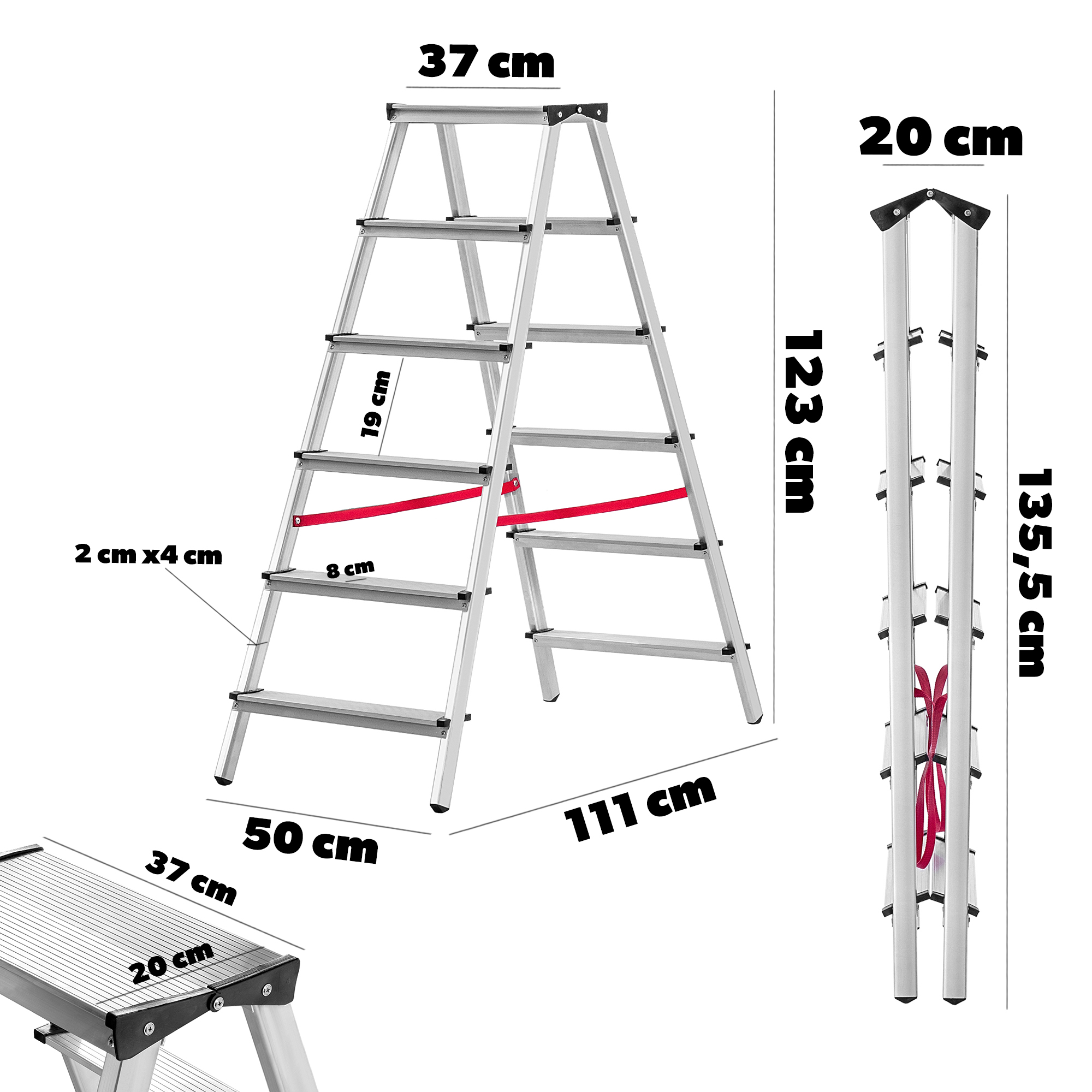Drabina aluminiowa dwustronna Telti 6 stopni
