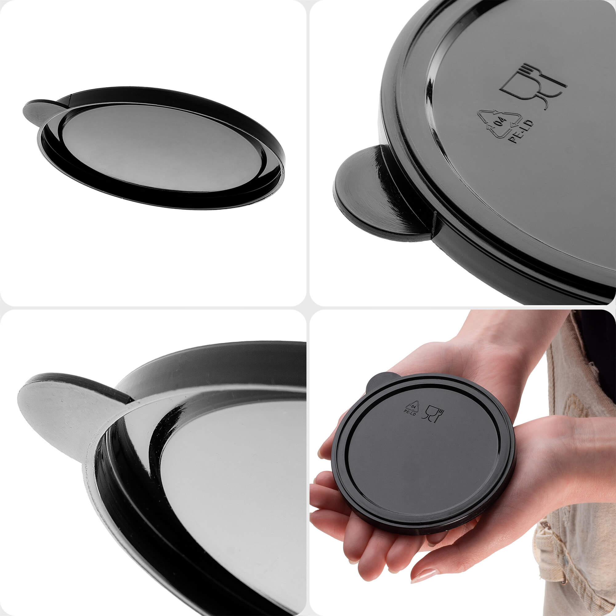 Zestaw pokrywek na puszki Oizon 100mm czarny 6 szt.