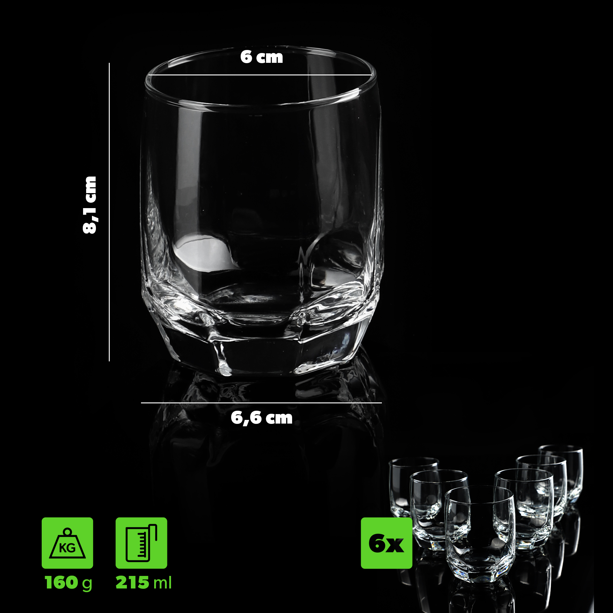Szklanki do wody Oria 215 ml 6 szt.