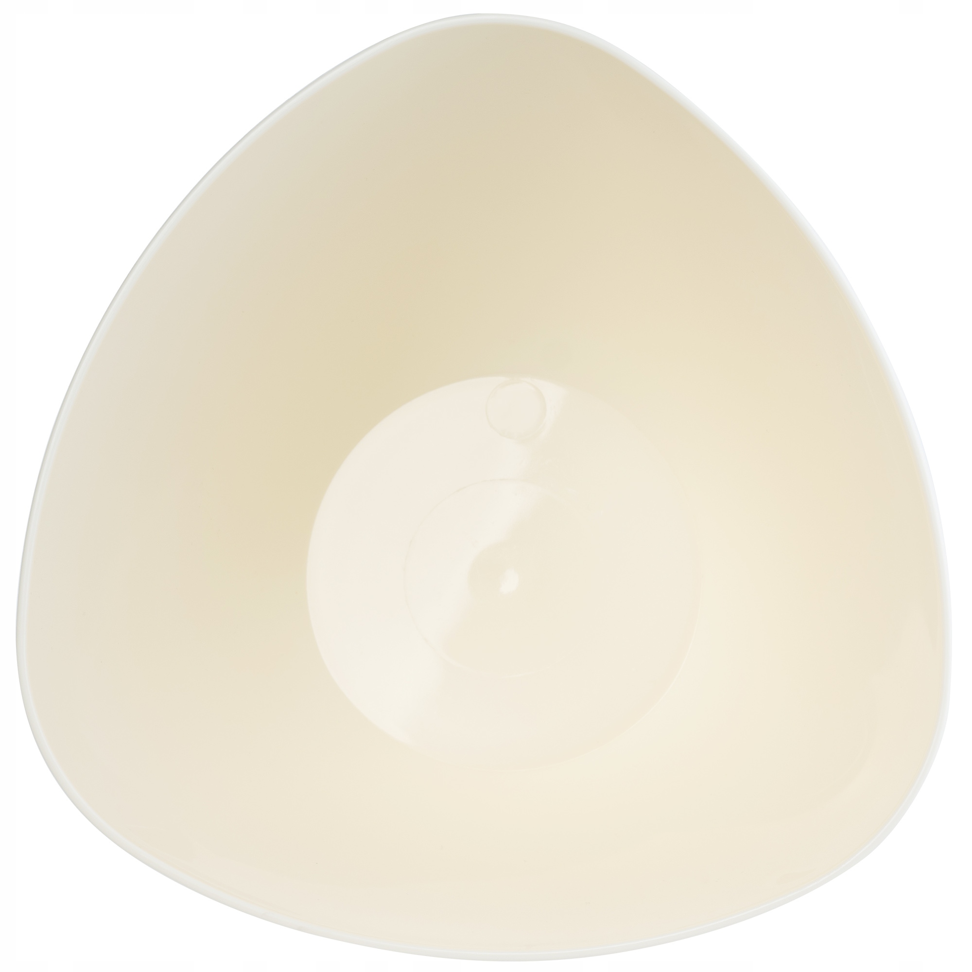 Doniczka trójkątna z podstawką 14 x 10 cm, kremowa