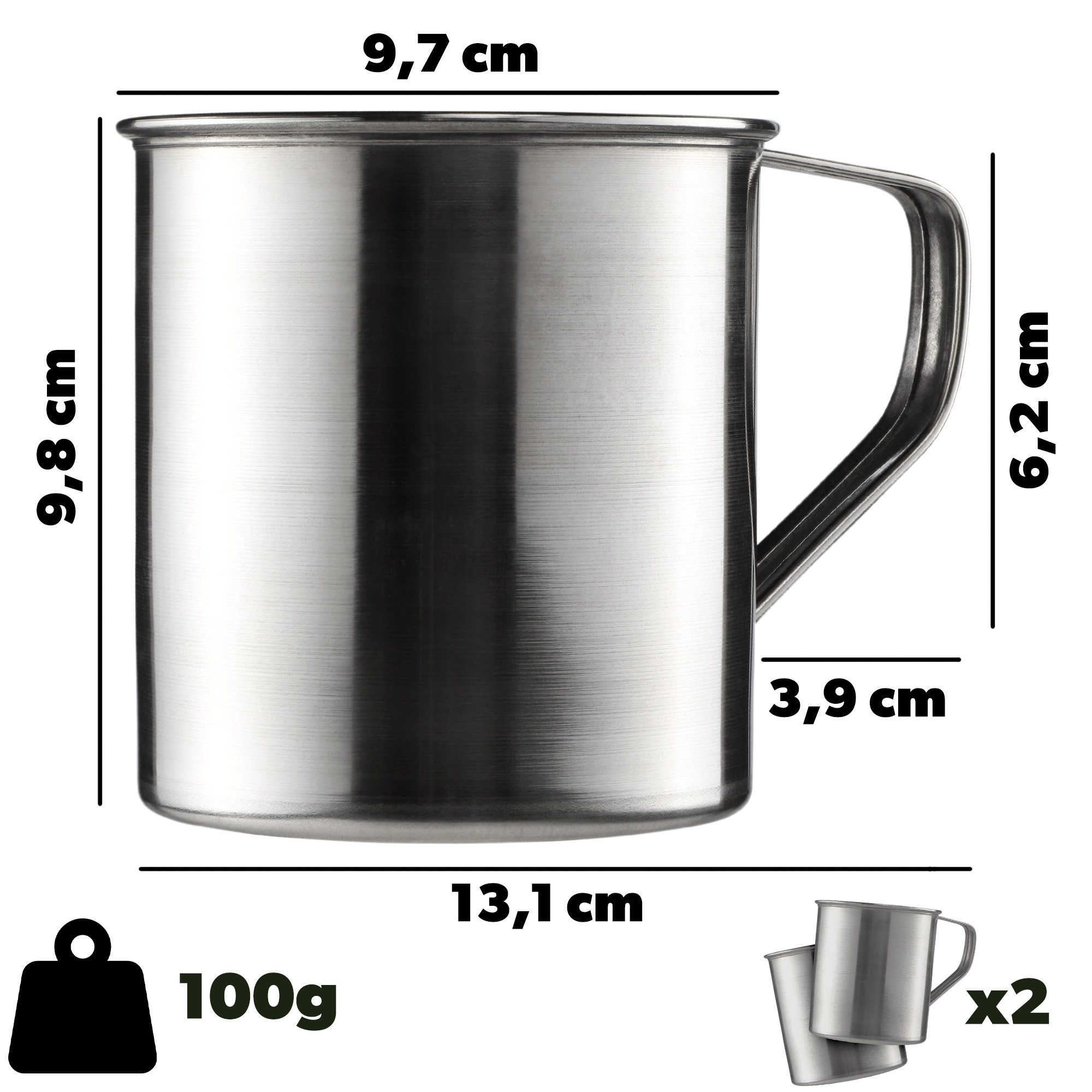 Kubek ze stali nierdzewnej Furlo 10 cm, srebrny, 2 szt.