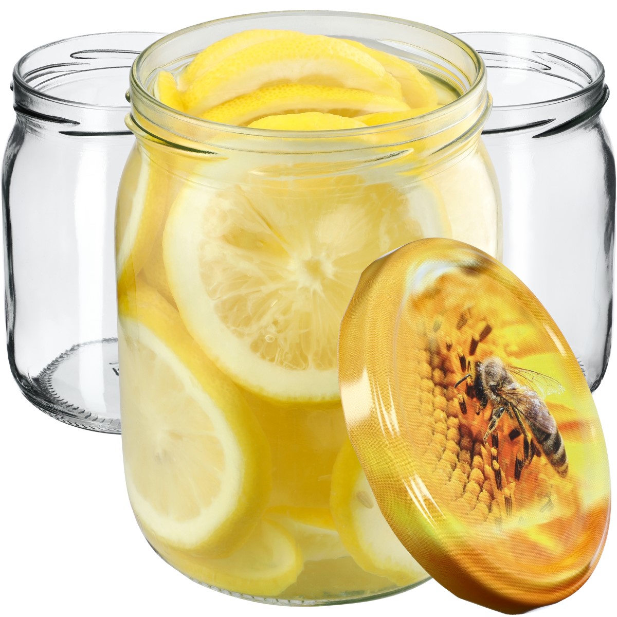 Słoiki Senna 540ml 16szt 82mm + wieczka "Pszczoła"