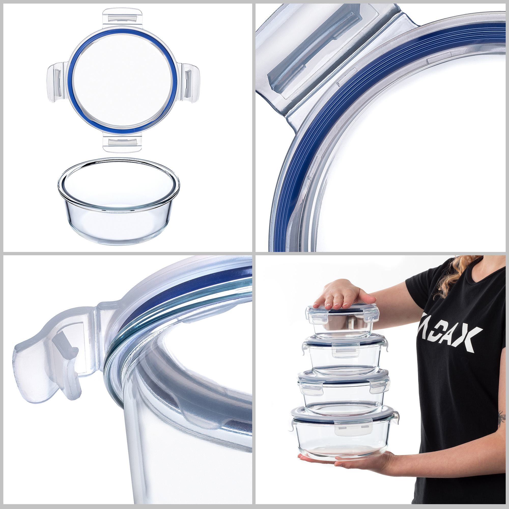 Zestaw okrągłych pojemników Athie 400ml+620ml+950ml+1300ml