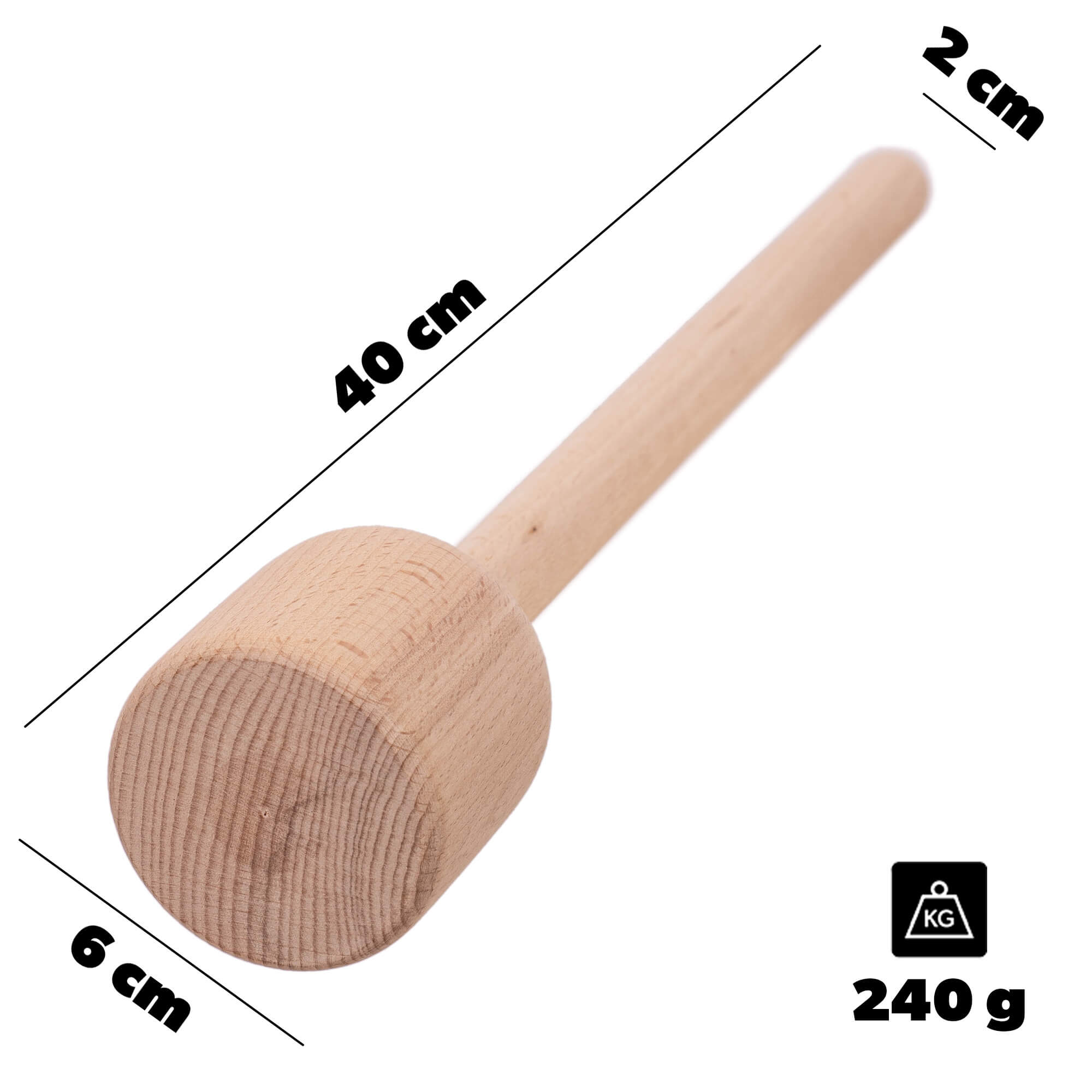 Tłuczek drewniany Alseno mały 40 x 6 cm