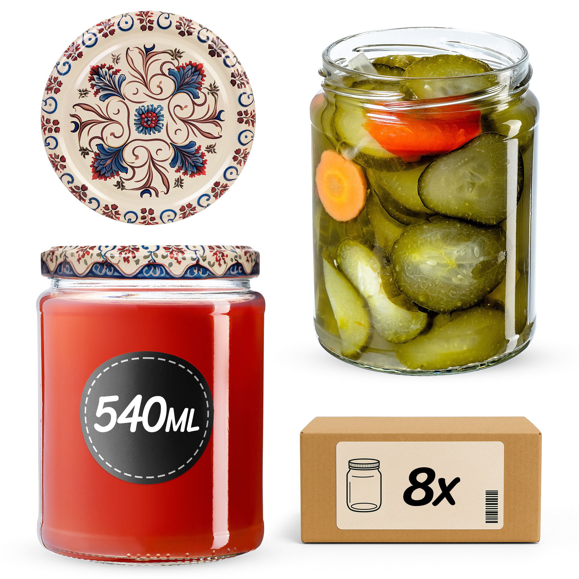 Słoiki na przetwory Maki 540ml fi82mm 8szt + wieczko Ceramics 3
