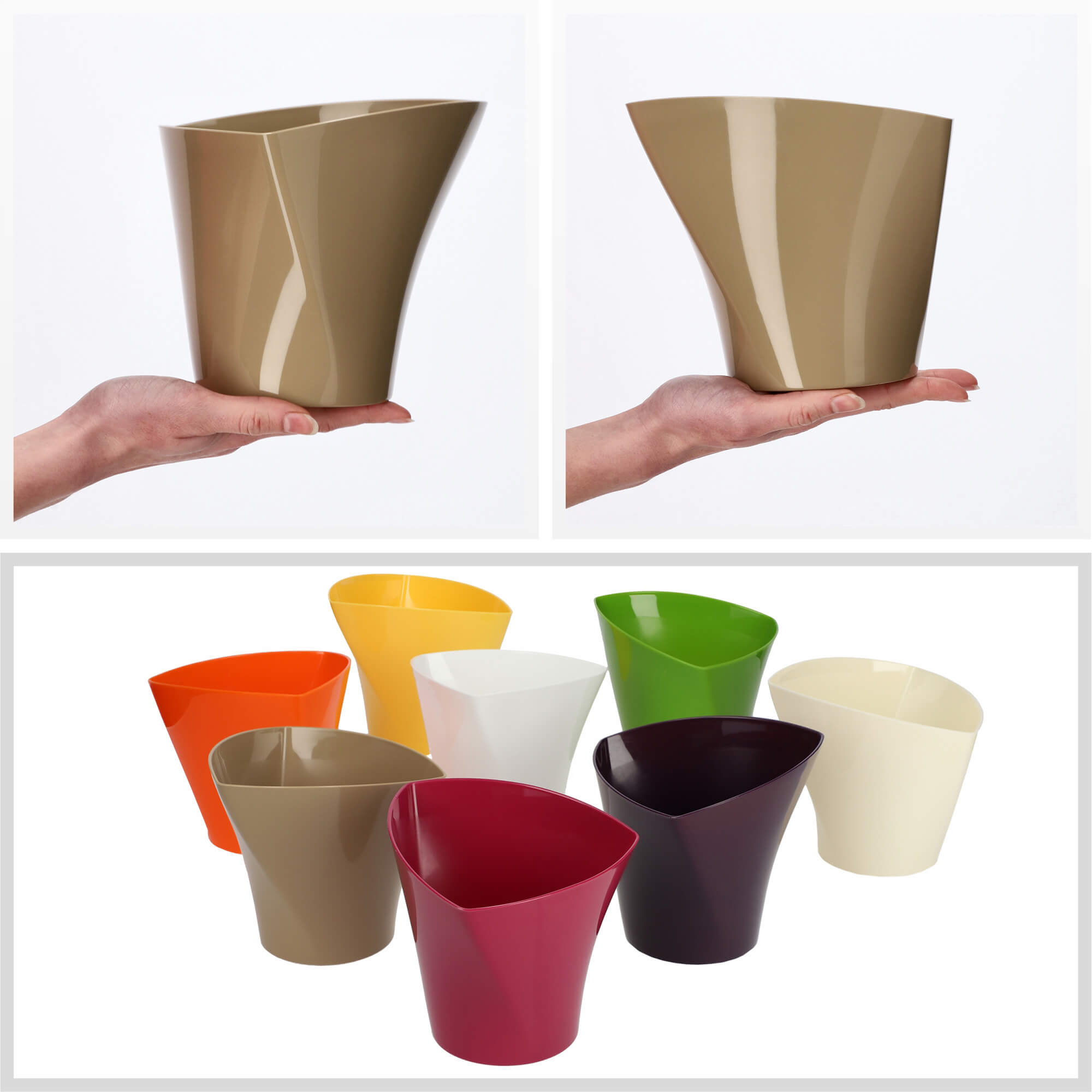 Doniczka asymetryczna 17 cm, beżowa