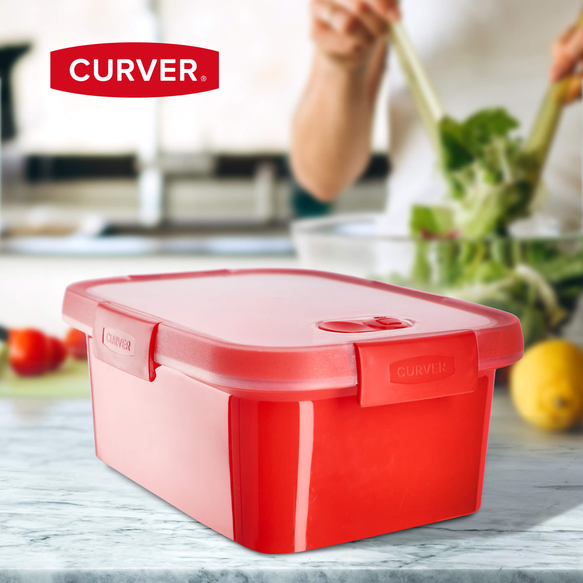 Prostokątny pojemnik na żywność Curver Steamer 1.2L czerwony