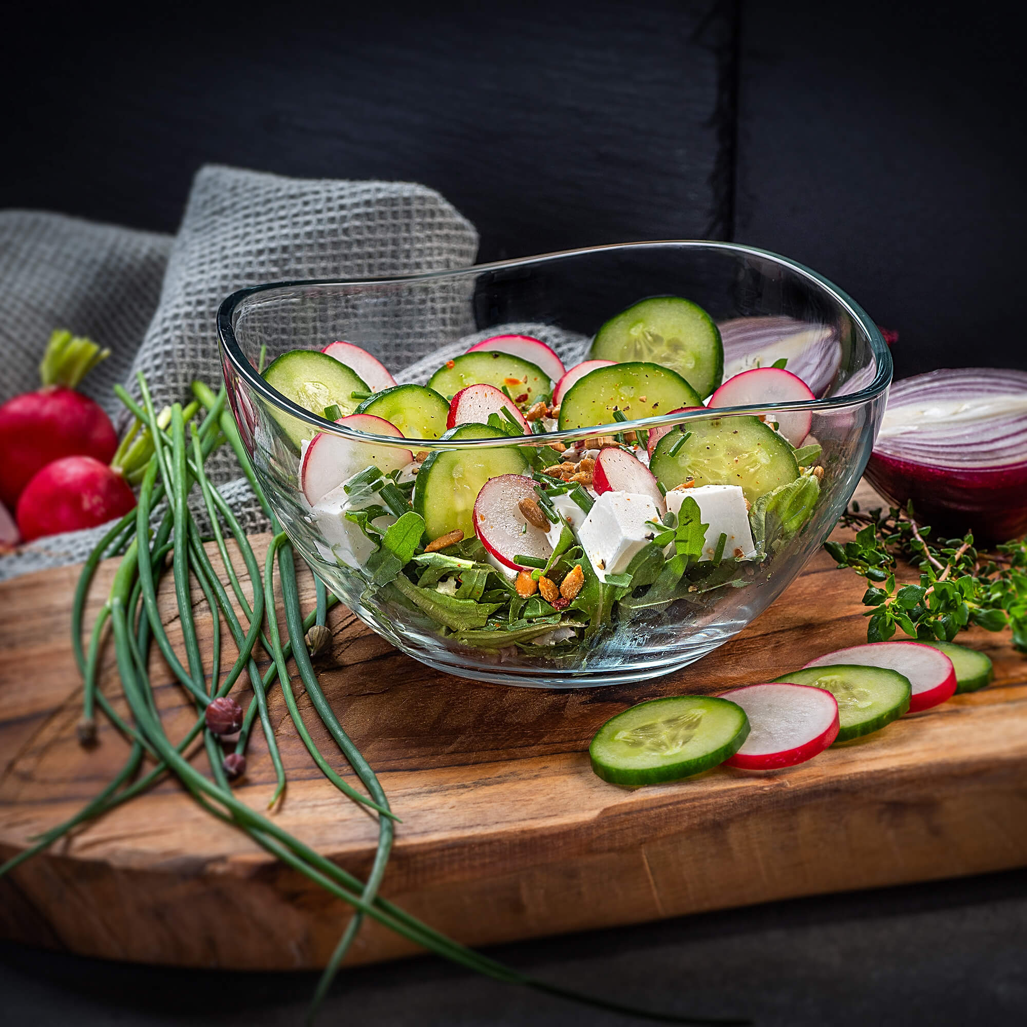 Szklana salaterka 17 x 8 cm, 2 szt.