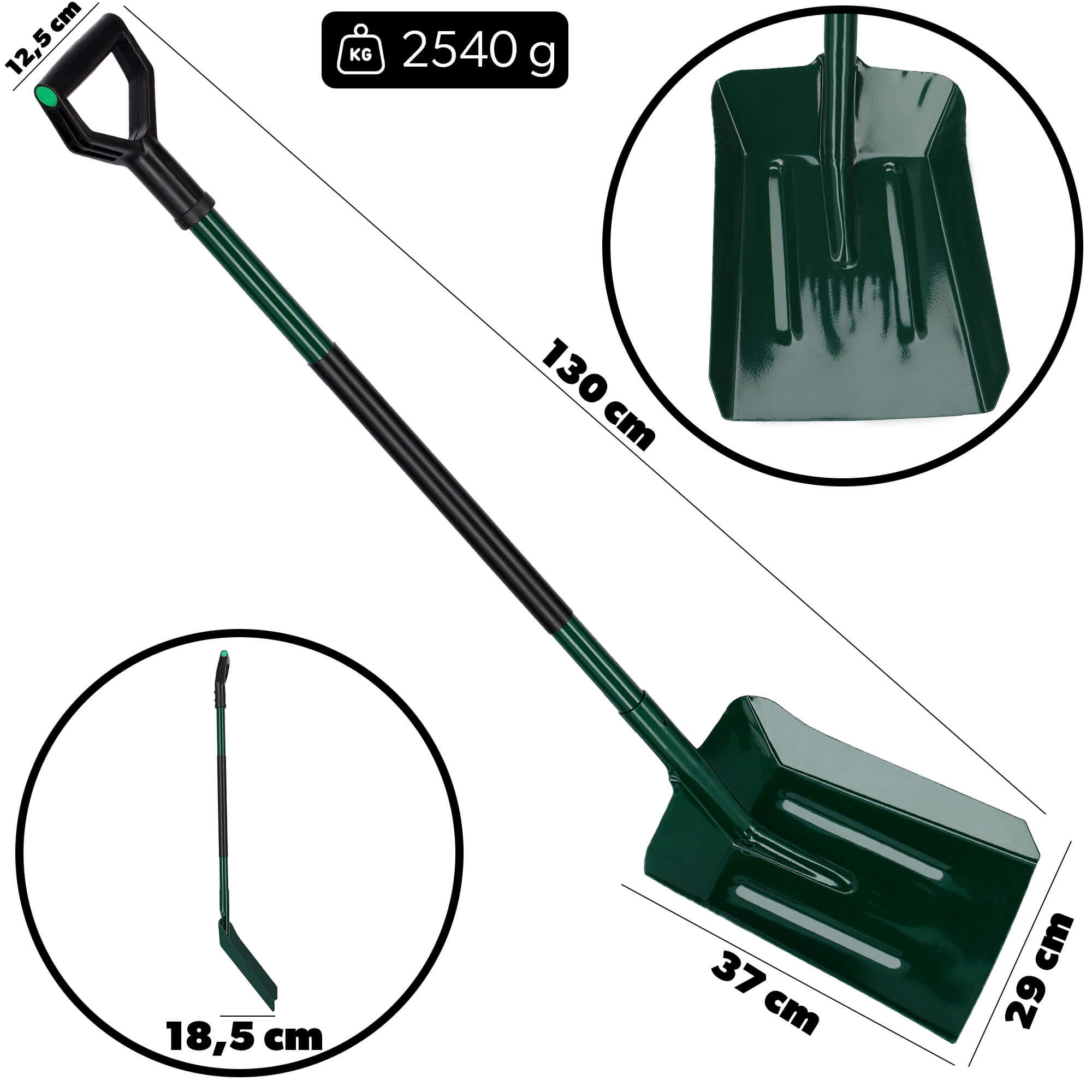 Łopata do węgla 130 x 29 cm, zielona