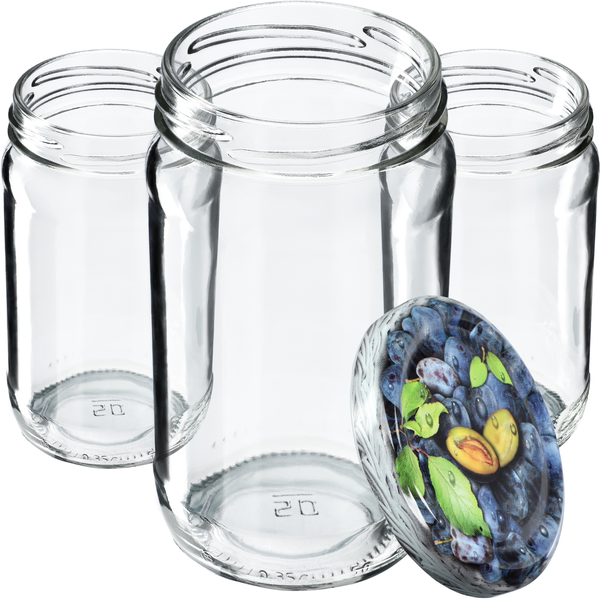 Słoiki na przetwory Gera 350ml fi66mm 20szt + wieczka "Śliwki"