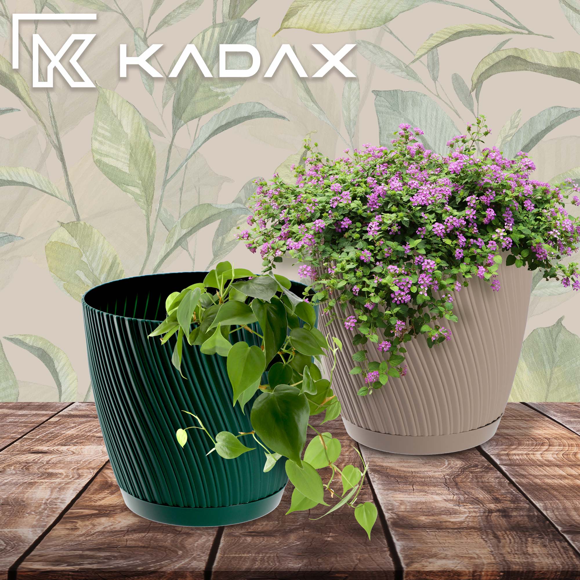 Doniczka z podstawką Tubas 19 cm, zielona