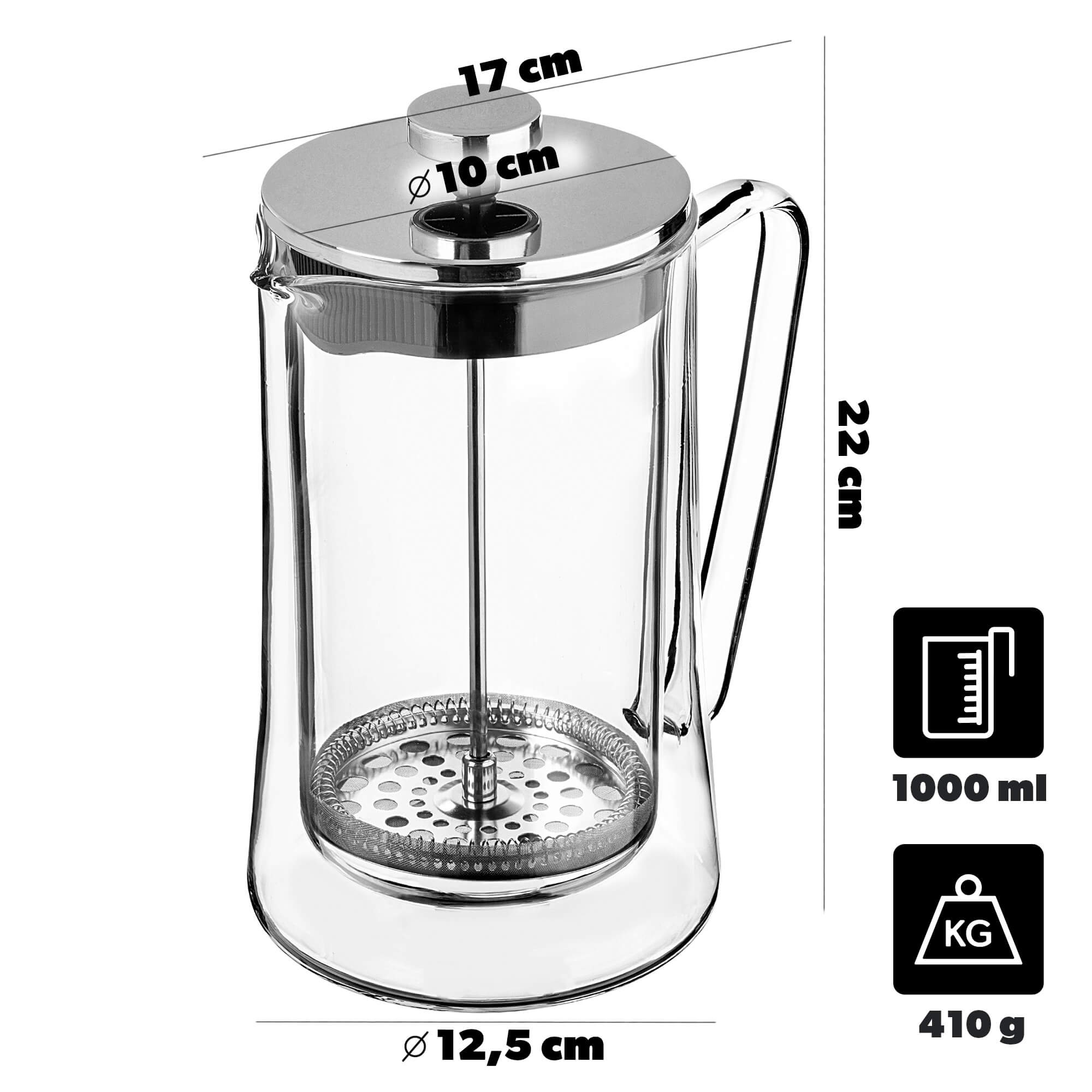 Kawiarka Meduno z podwójną ścianką 1000ml