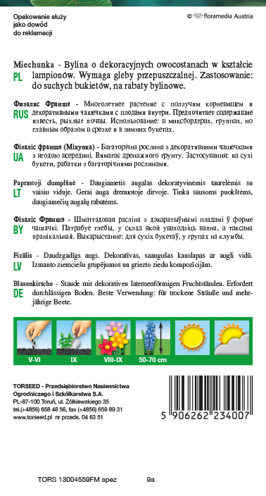 Miechunka - Physalis alkekengii pomarańczowa 0,5g