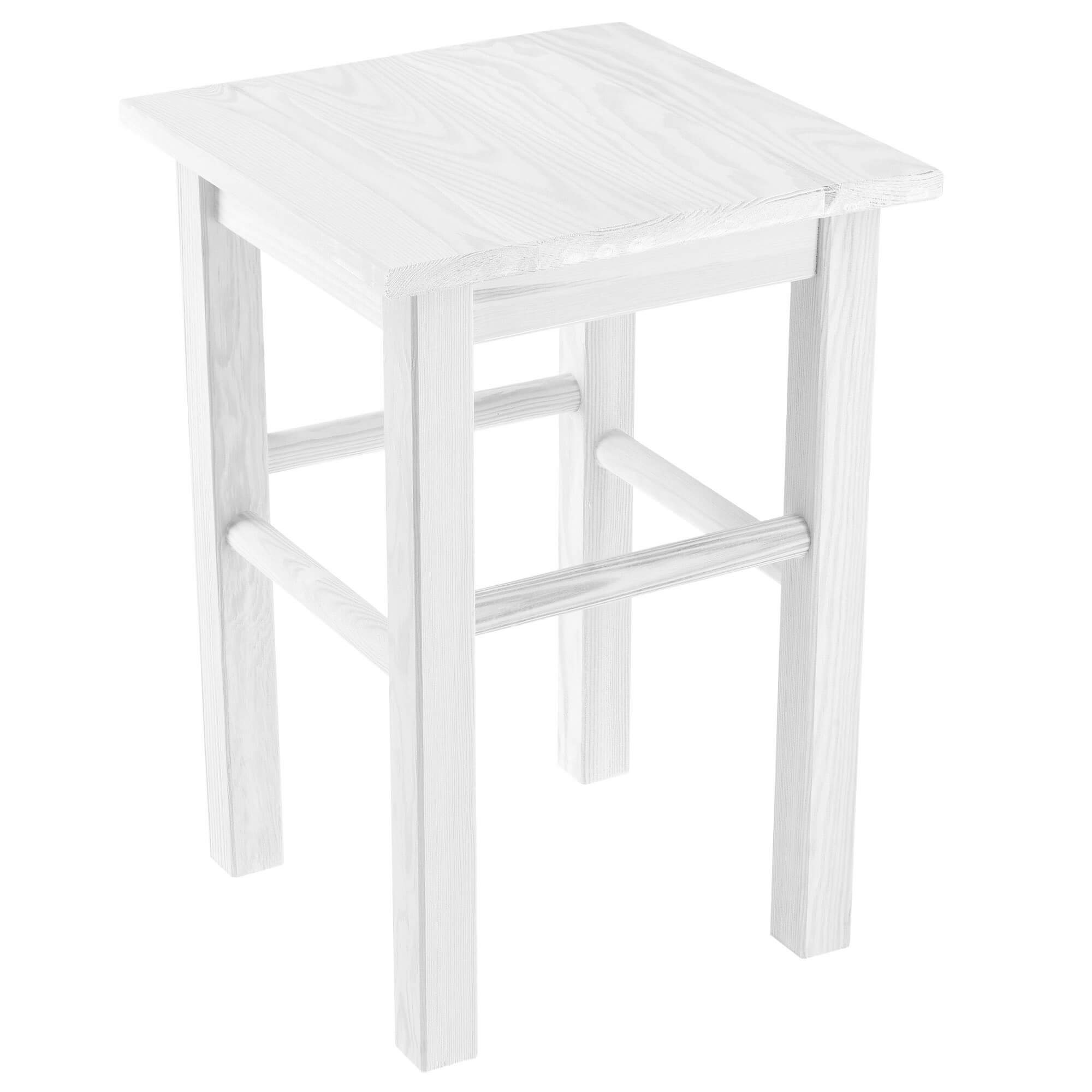 Taboret drewniany Rena 44x30 cm kwadratowy biały