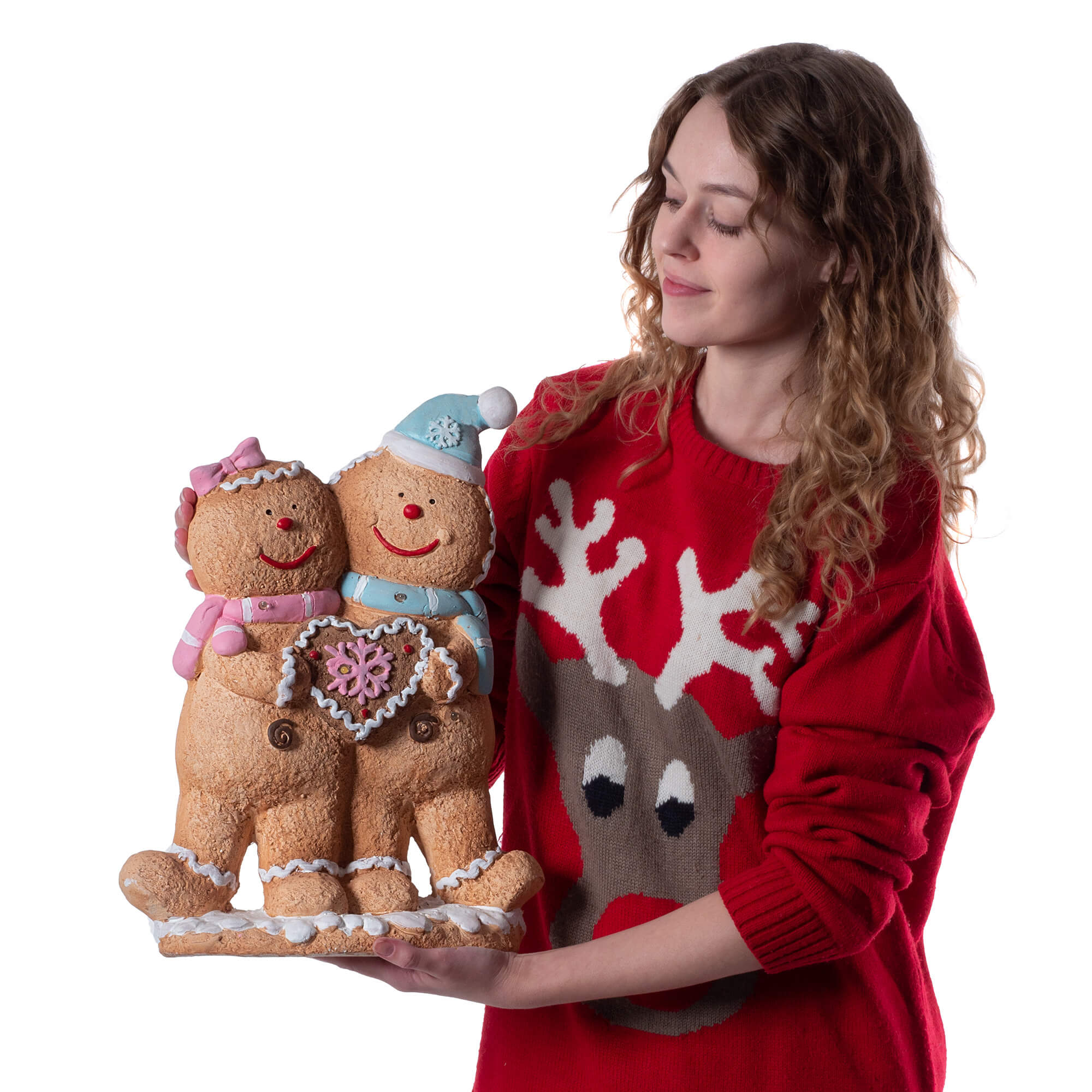 Figurka bożonarodzeniowa LED Aliud chłopiec i dziewczynka piernik