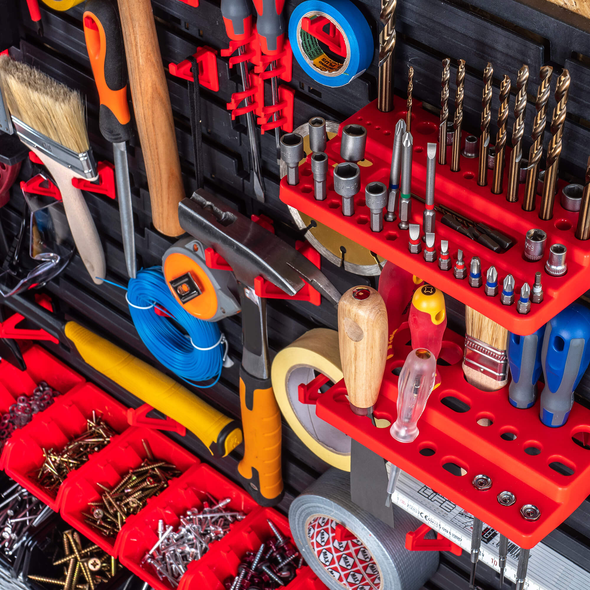 Tablica warsztatowa Lokke 78x78cm 50 elementów czerwona