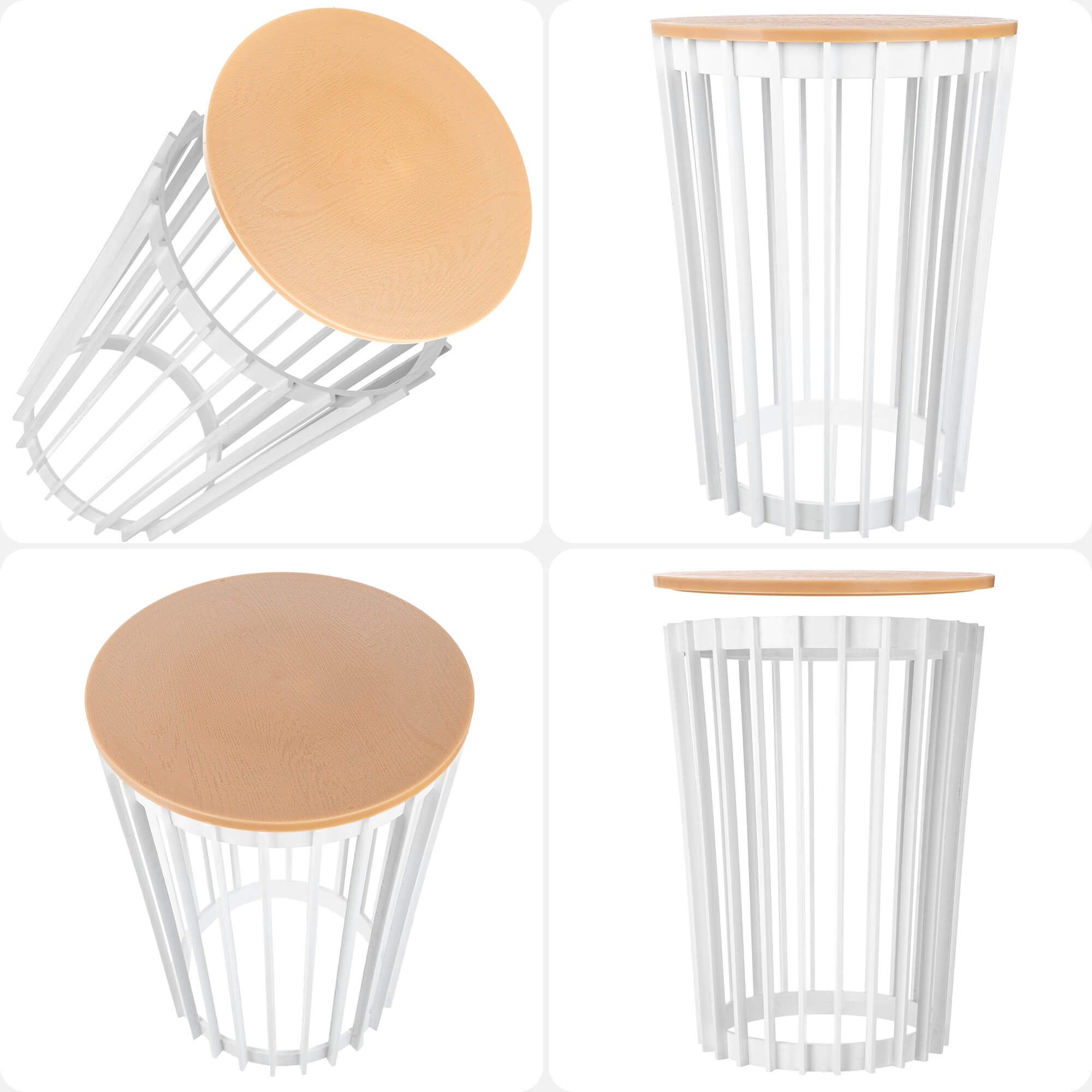 Kwietnik dwustronny Aytre 40 cm biały + blat naturalne drewno
